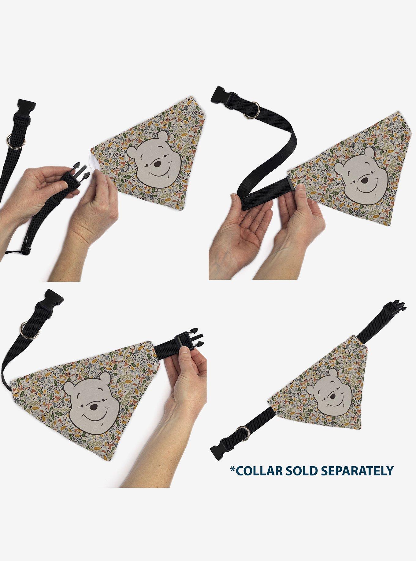 Disney Winnie the Pooh Smiling Face Foliage Collage Slip On Collar Pet Bandana - Bandana Only, , alternate - view 5