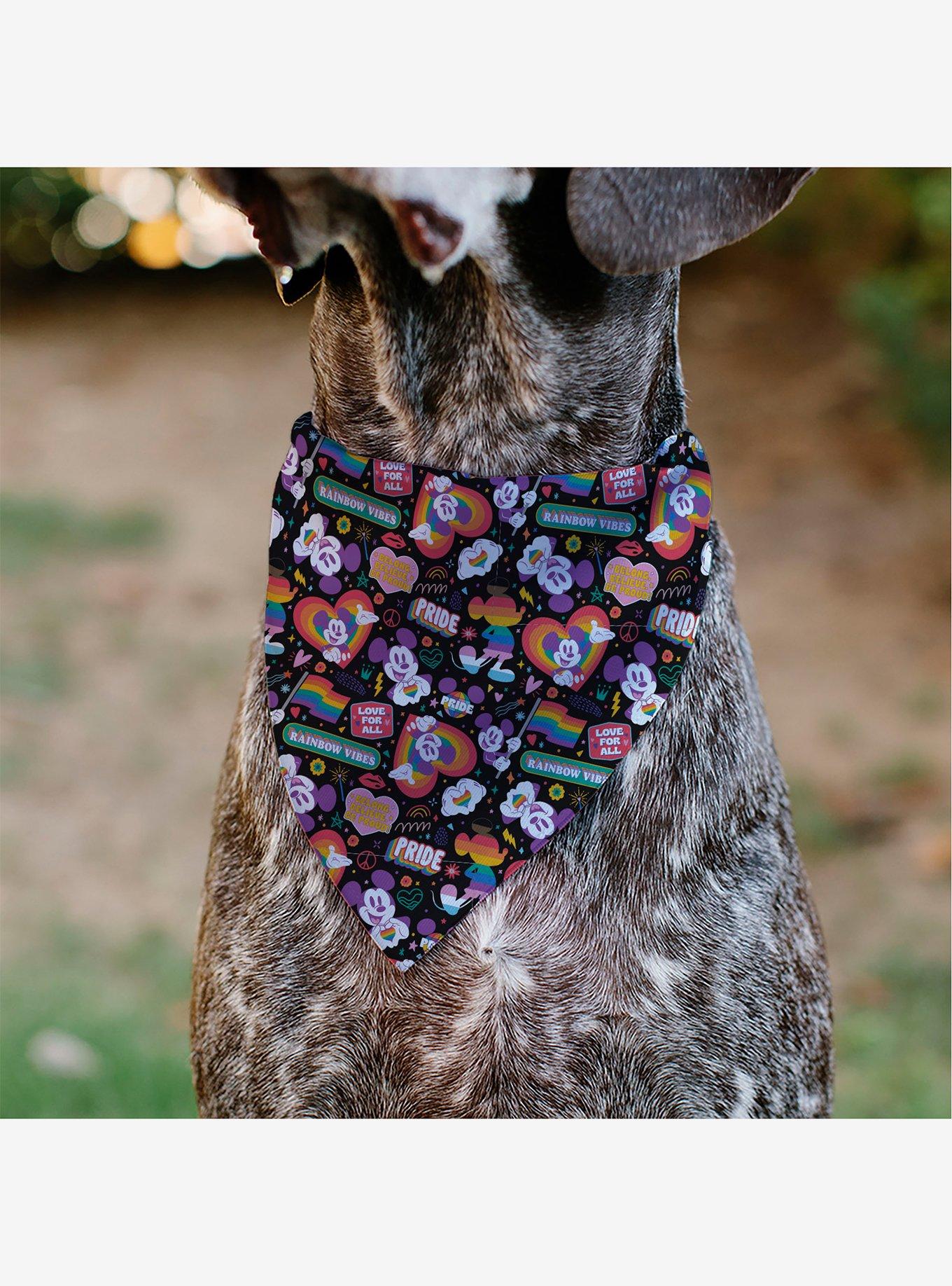 Disney Mickey Mouse Pride Poses Rainbow Collage Slip On Collar Pet Bandana - Bandana Only, , alternate
