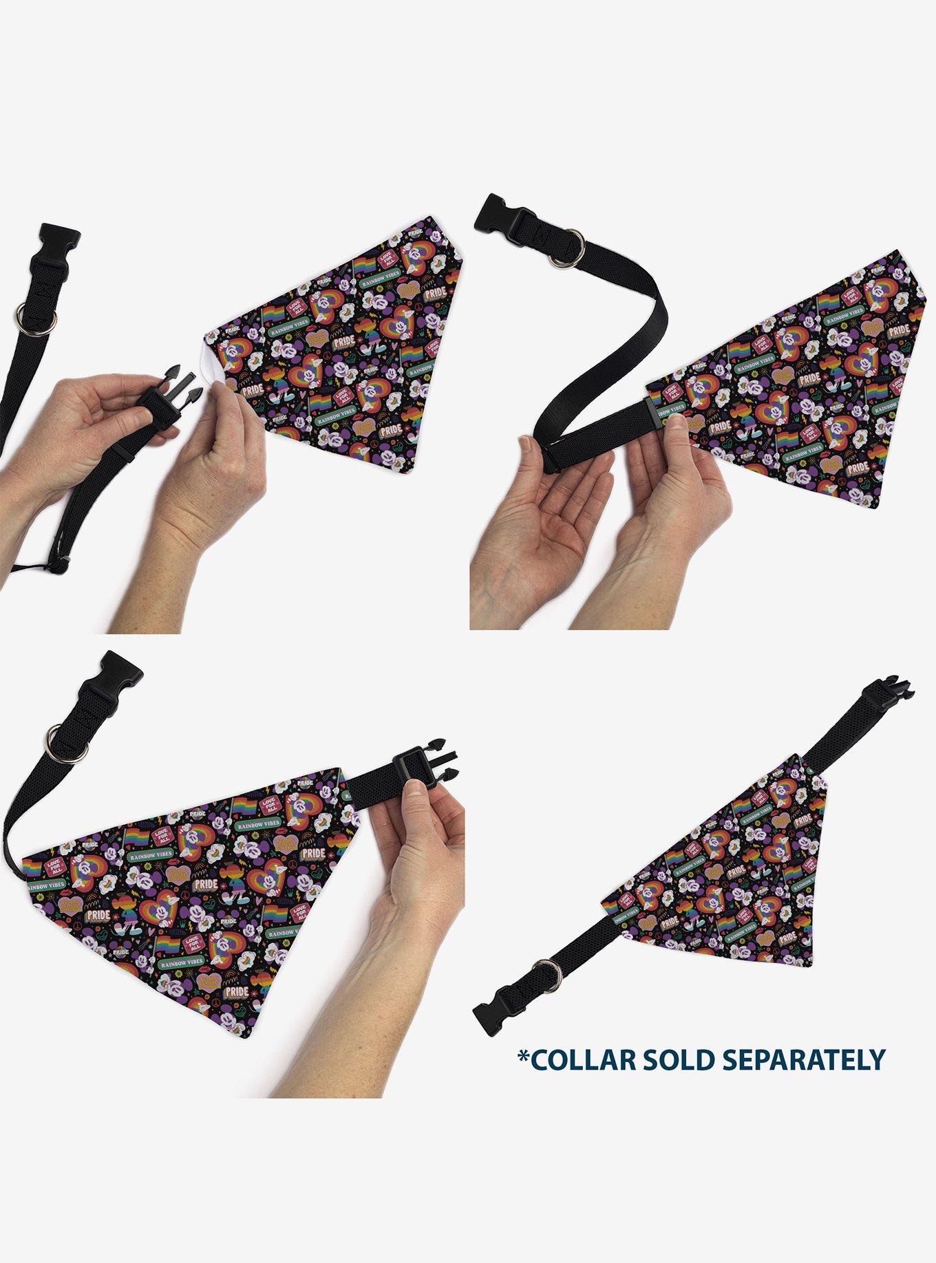 Disney Mickey Mouse Pride Poses Rainbow Collage Slip On Collar Pet Bandana - Bandana Only, , alternate