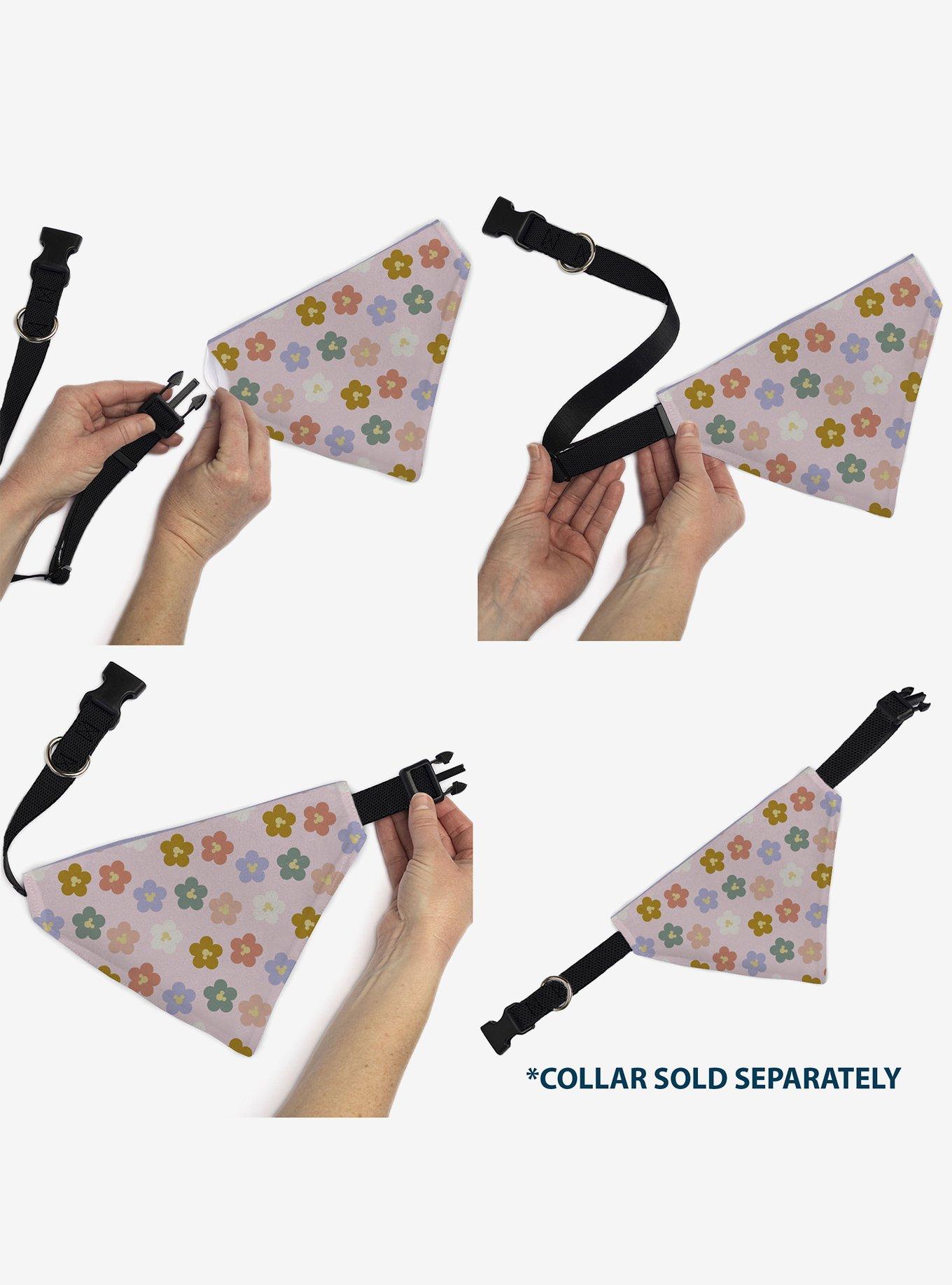 Disney Mickey Mouse Ears Flower Icon Scattered Slip On Collar Pet Bandana - Bandana Only, , alternate