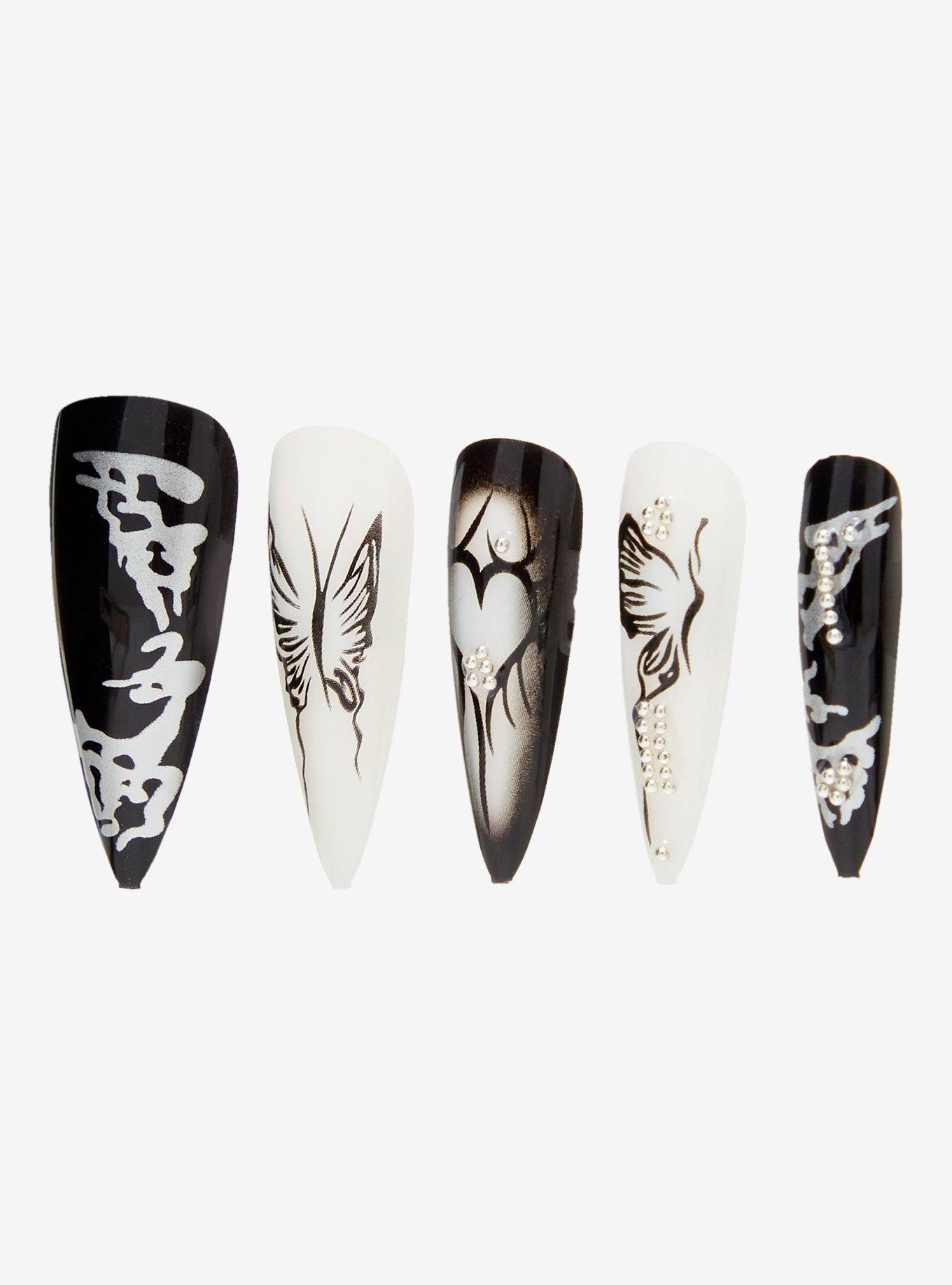 Blackheart Dark Chrome Butterfly Press-On Nail Set, , alternate - view 3
