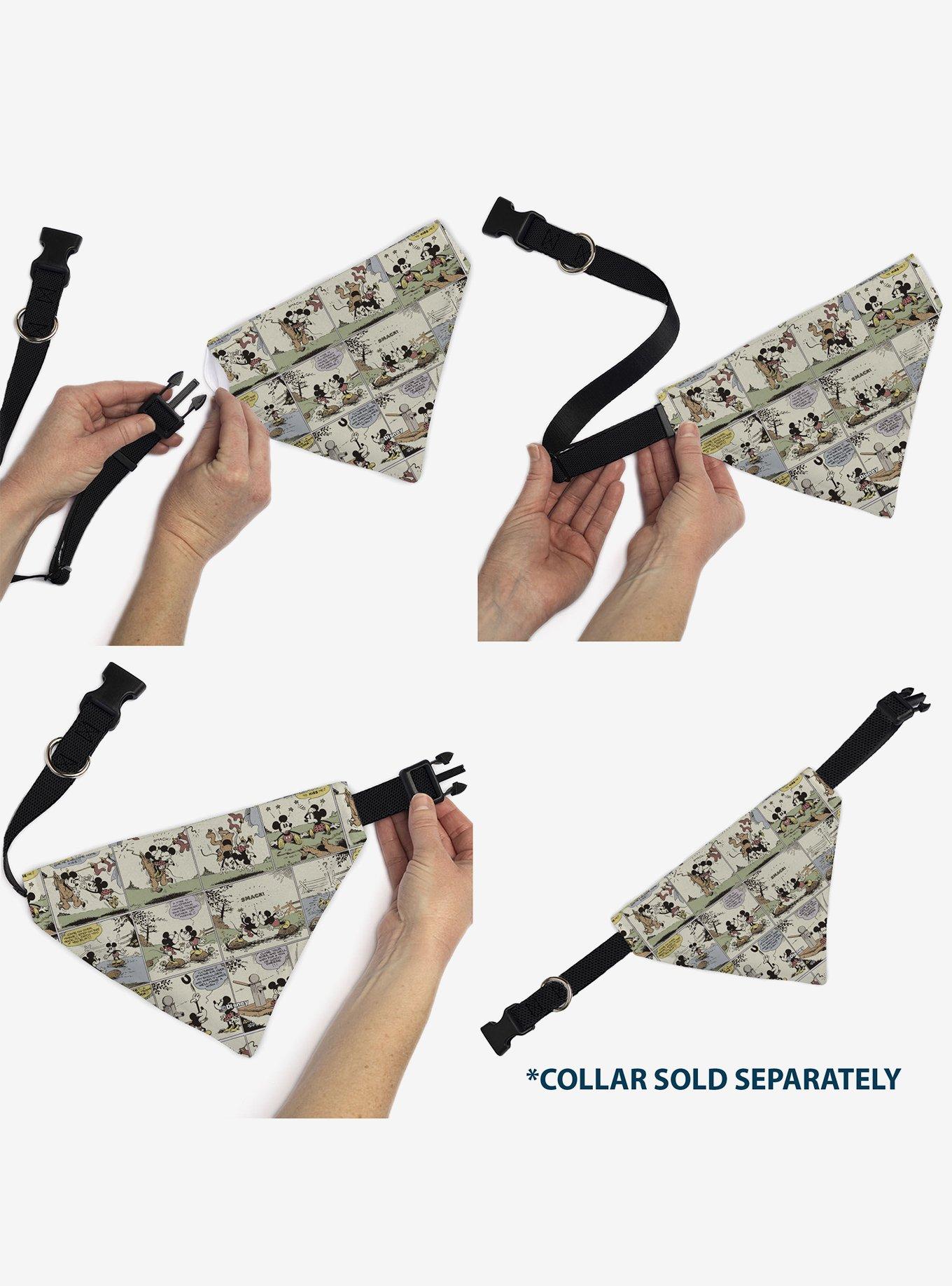 Disney Mickey and Minnie Mouse Vintage Comic Strip Scenes Slip On Collar Pet Bandana - Bandana Only, , alternate