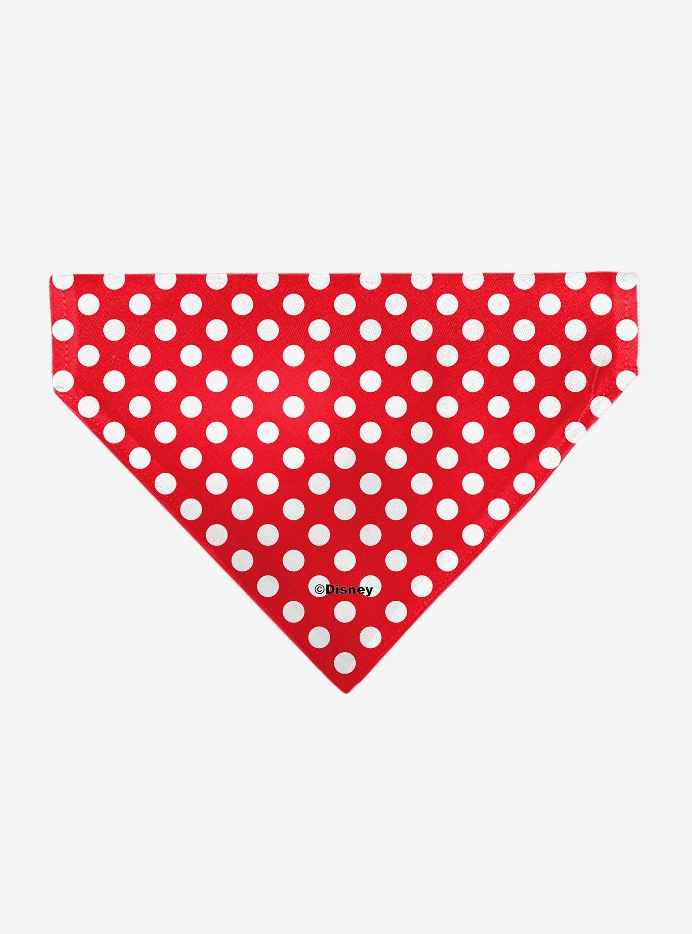 Disney Minnie Mouse Autograph Script Polka Dot Red White Slip On Collar Pet Bandana - Bandana Only, , hi-res