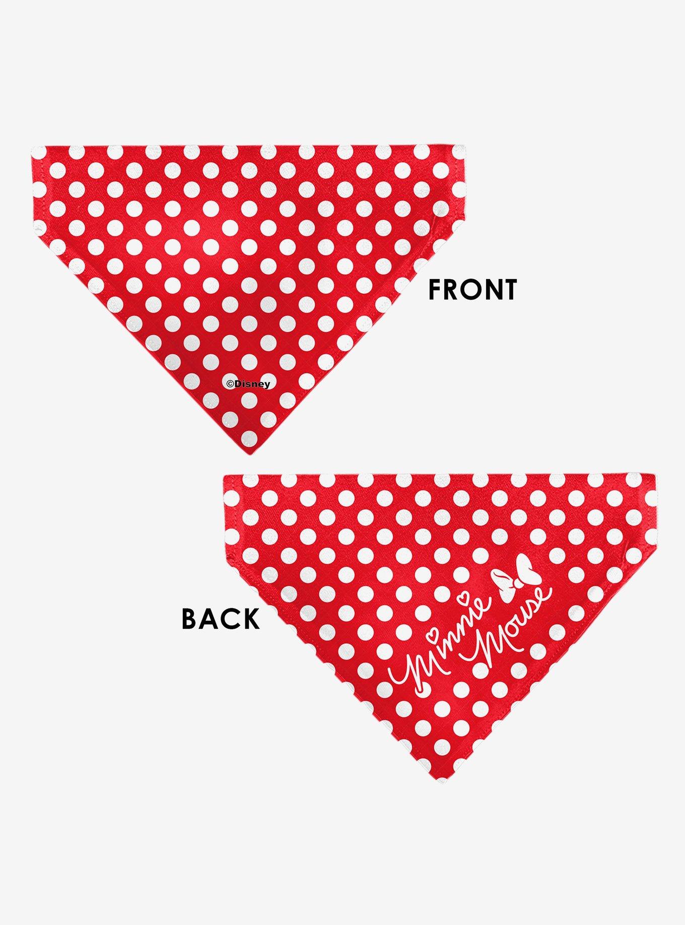 Disney Minnie Mouse Autograph Script Polka Dot Red White Slip On Collar Pet Bandana - Bandana Only, , alternate