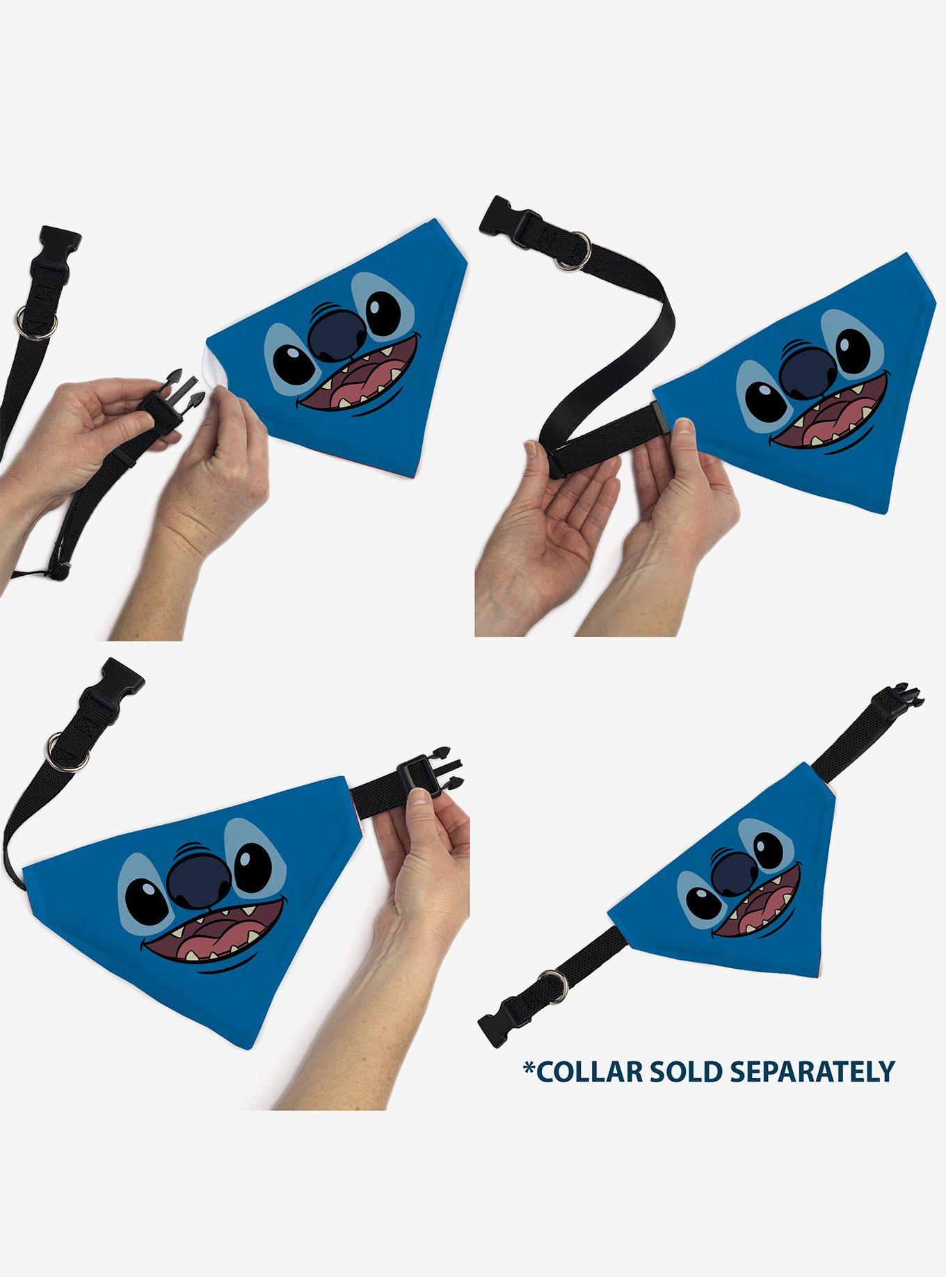 Disney Stitch Smiling Face Character Close Up Slip On Collar Pet Bandana - Bandana Only, , alternate