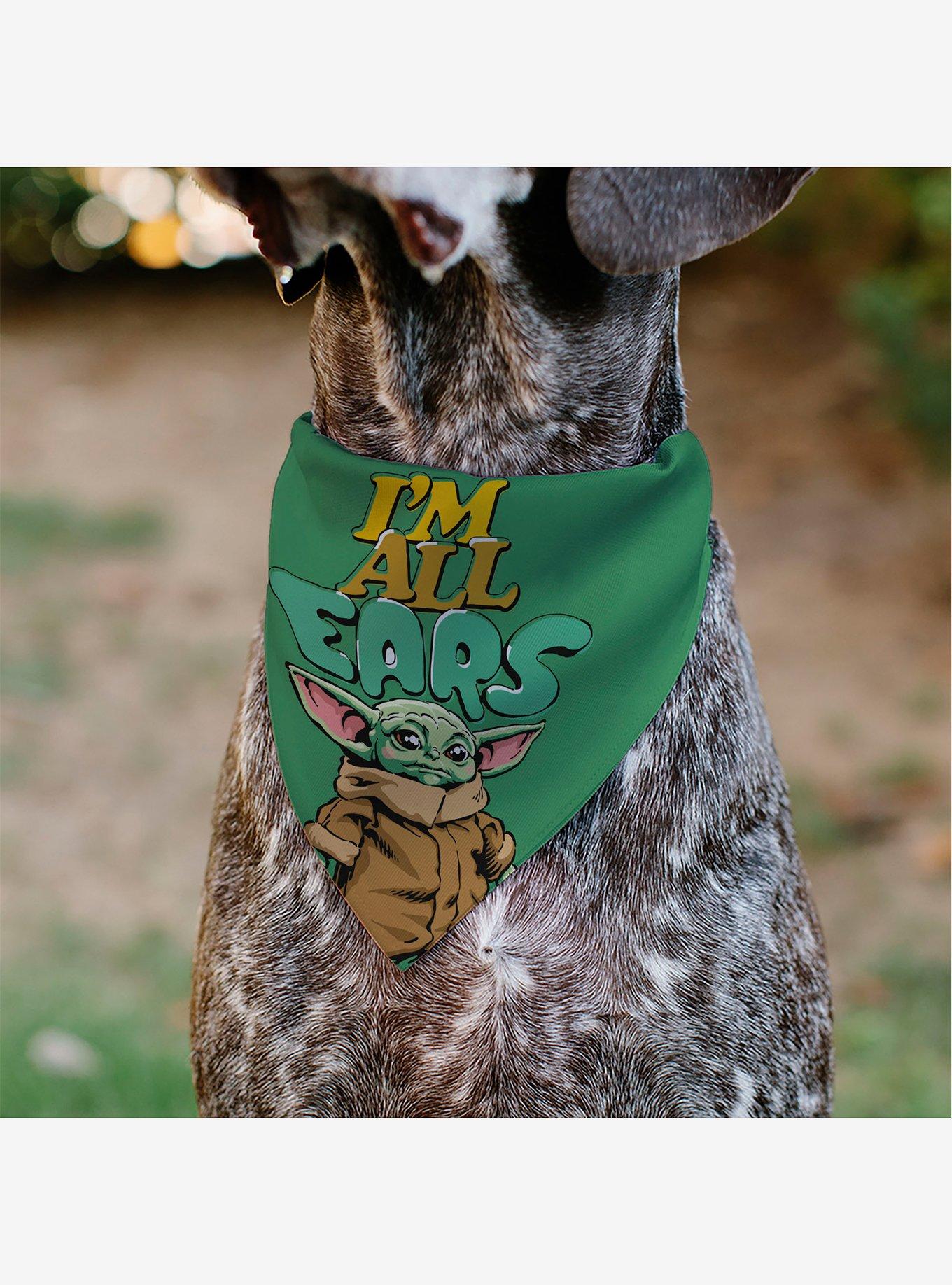 Star Wars Grogu I'm All Ears Pose Green Slip On Collar Pet Bandana - Bandana Only