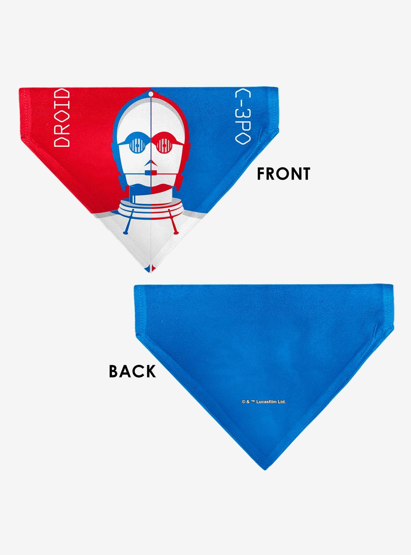 Star Wars Droid C3PO Text and Pop Art Pose Slip On Collar Pet Bandana - Bandana Only, , alternate