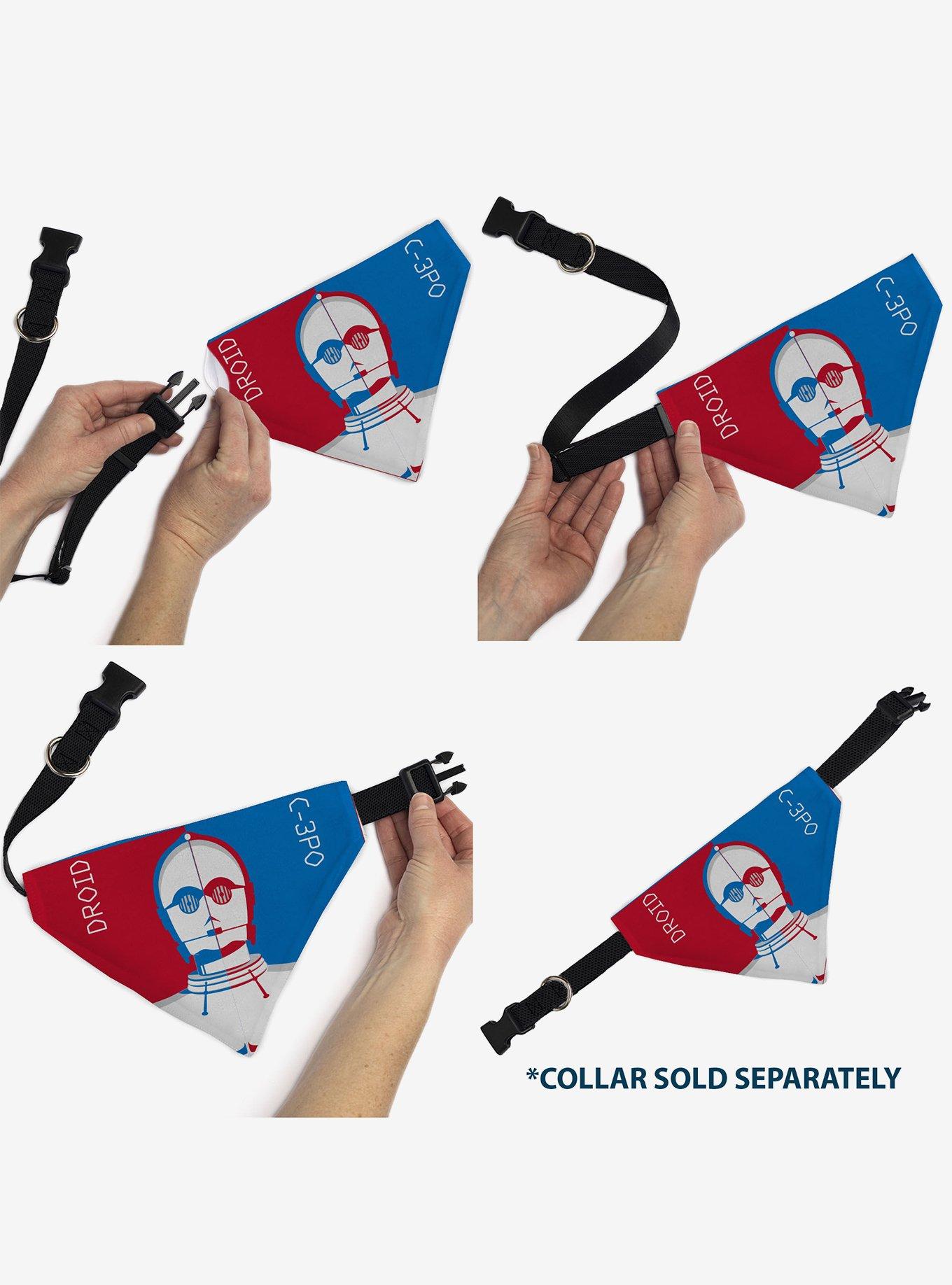 Star Wars Droid C3PO Text and Pop Art Pose Slip On Collar Pet Bandana - Bandana Only, , alternate