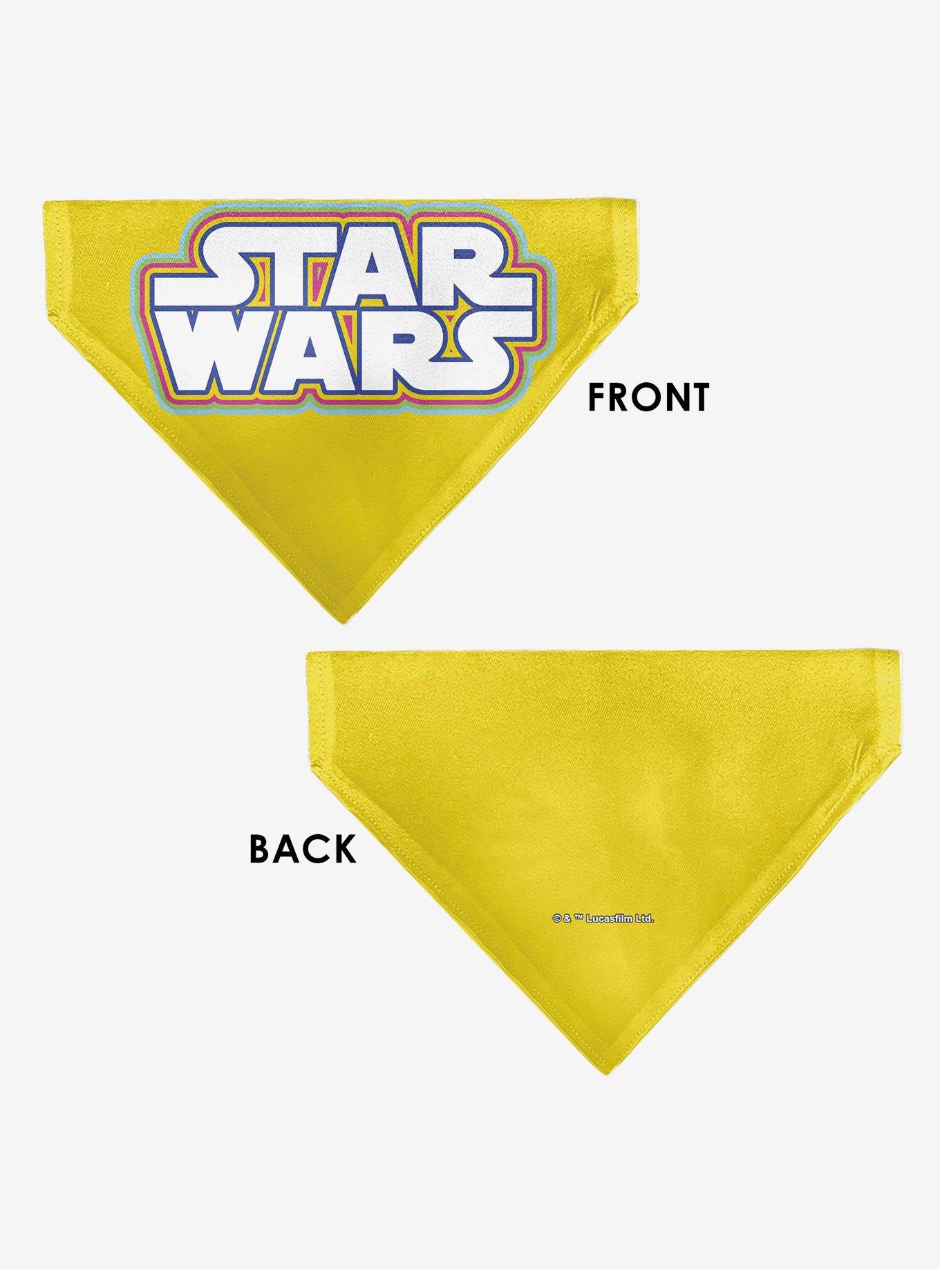 Star Wars Title Logo Yellow Multi Color White Slip On Collar Pet Bandana - Bandana Only
