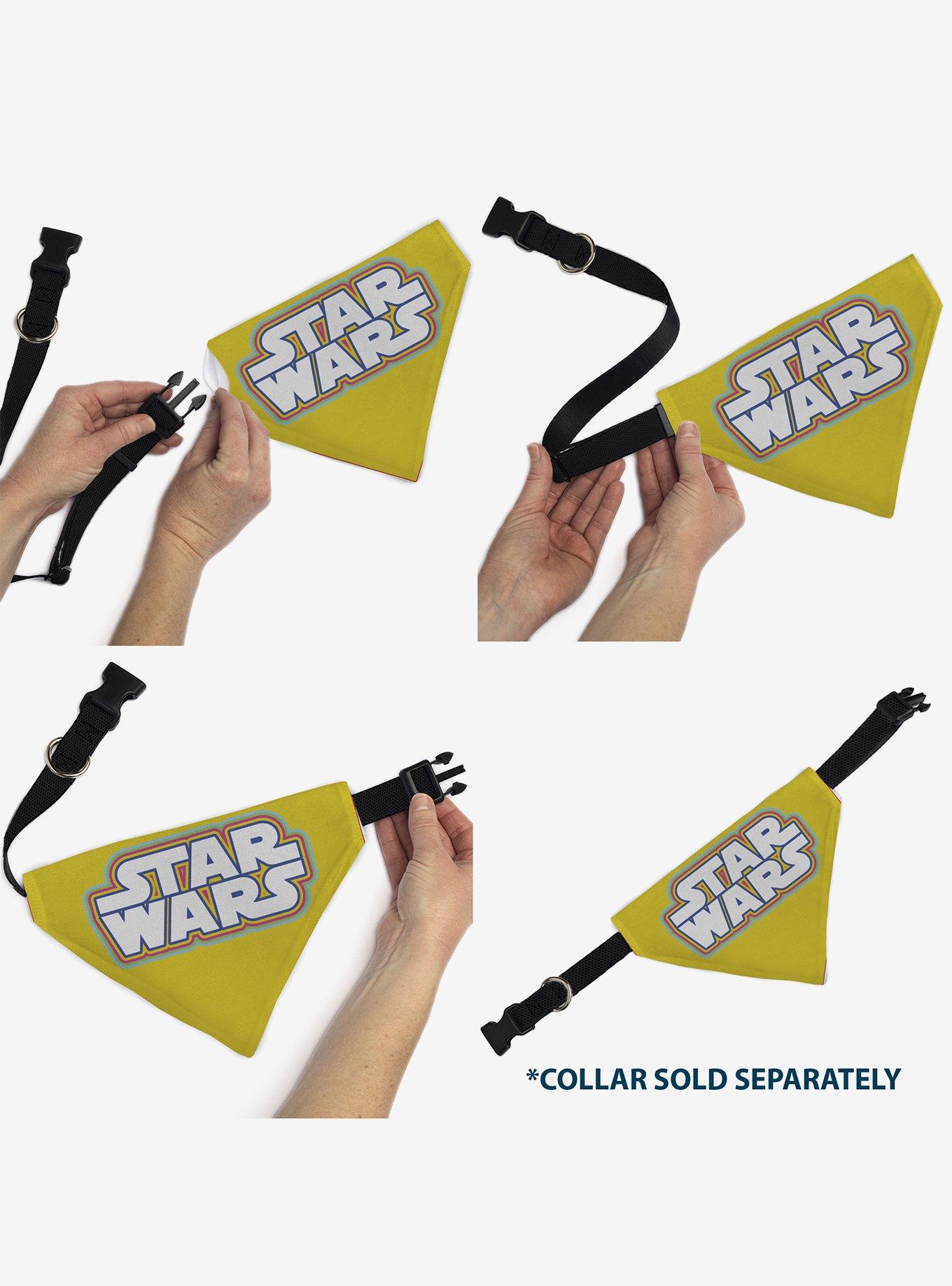 Star Wars Title Logo Yellow Multi Color White Slip On Collar Pet Bandana - Bandana Only