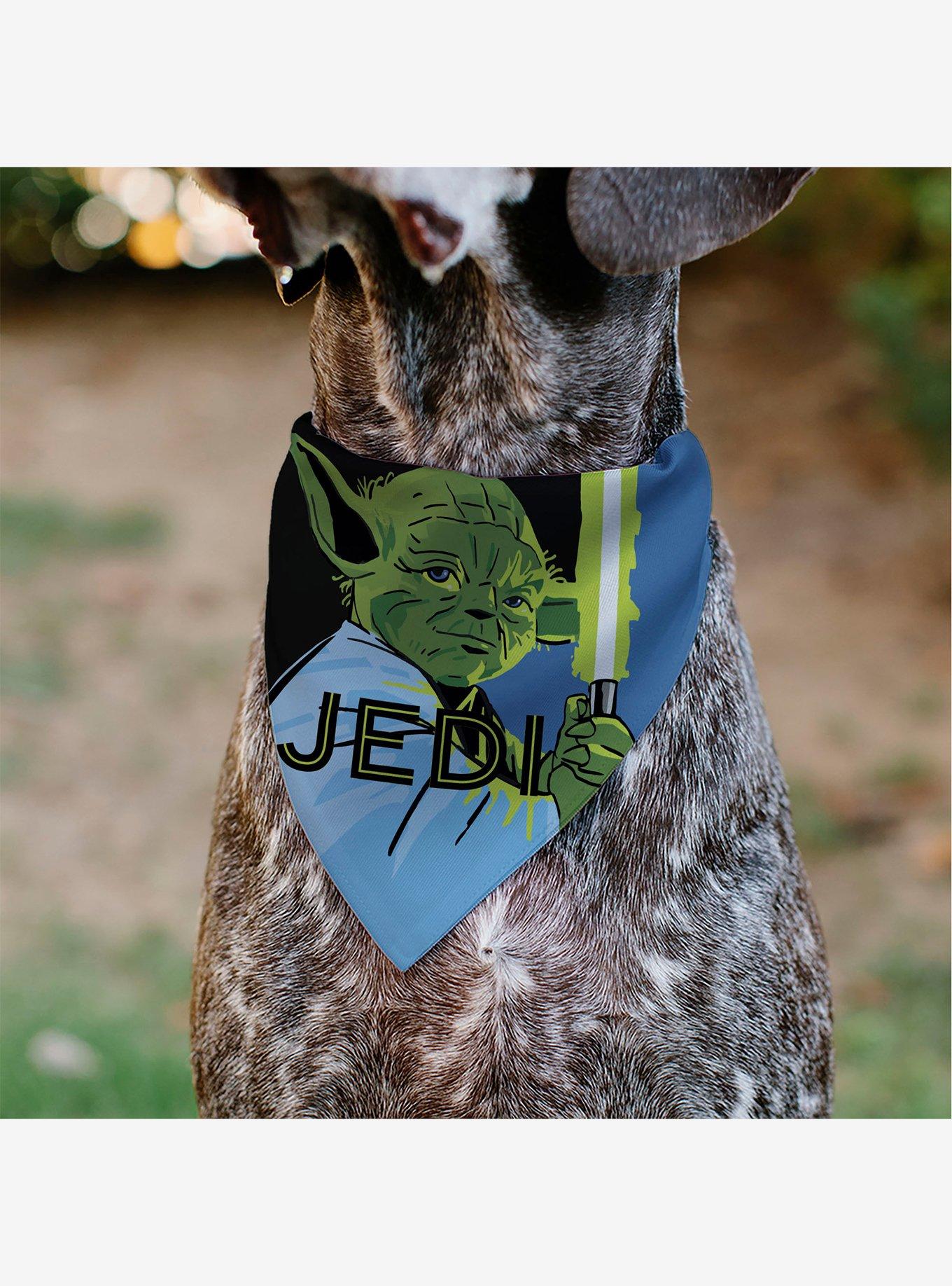 Star Wars Jedi Text and Yoda Lightsaber Pop Art Slip On Collar Pet Bandana - Bandana Only