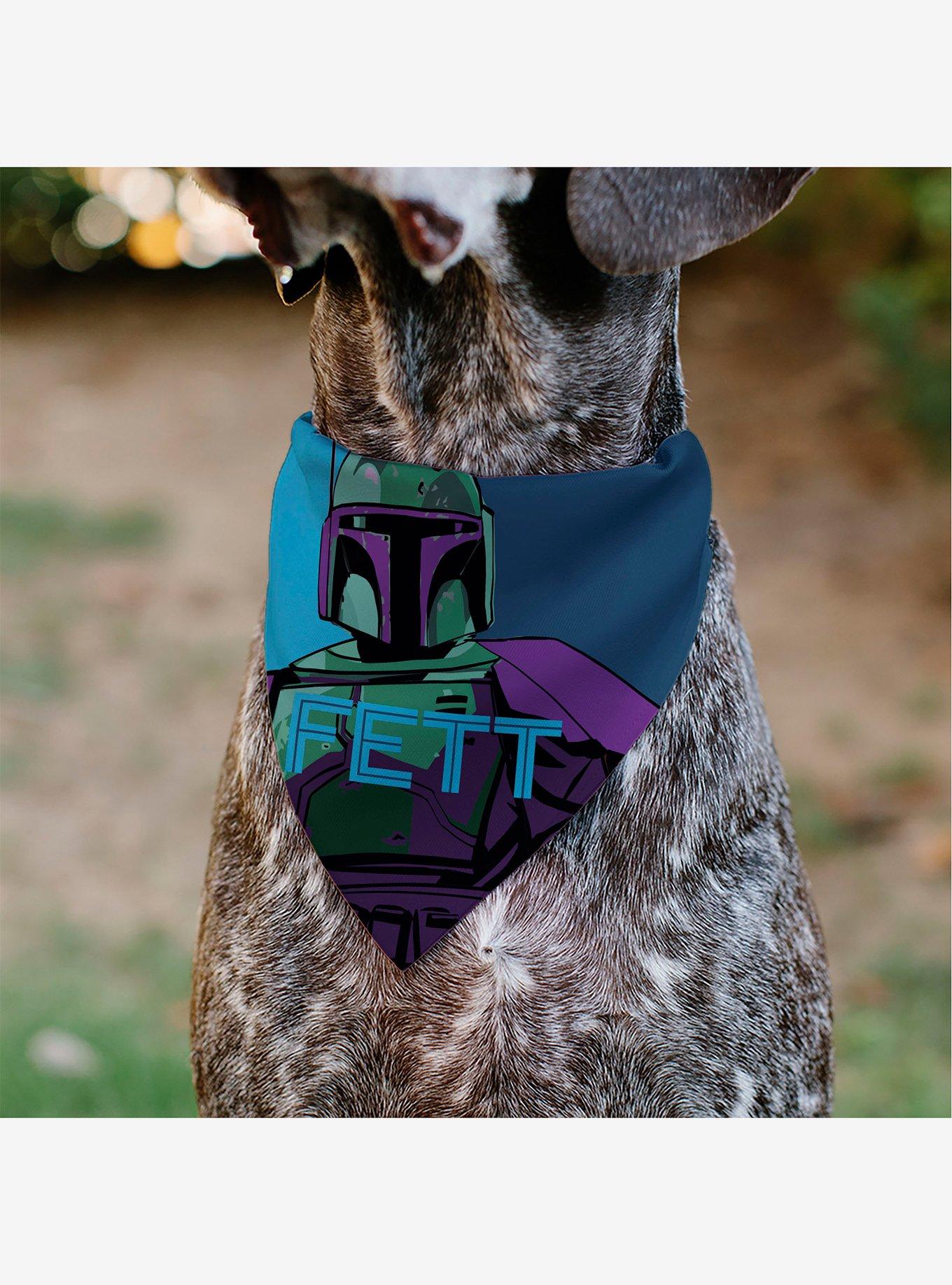 Star Wars Fett Text and Boba Fett Pop Art Pose Slip On Collar Pet Bandana - Bandana Only, , alternate