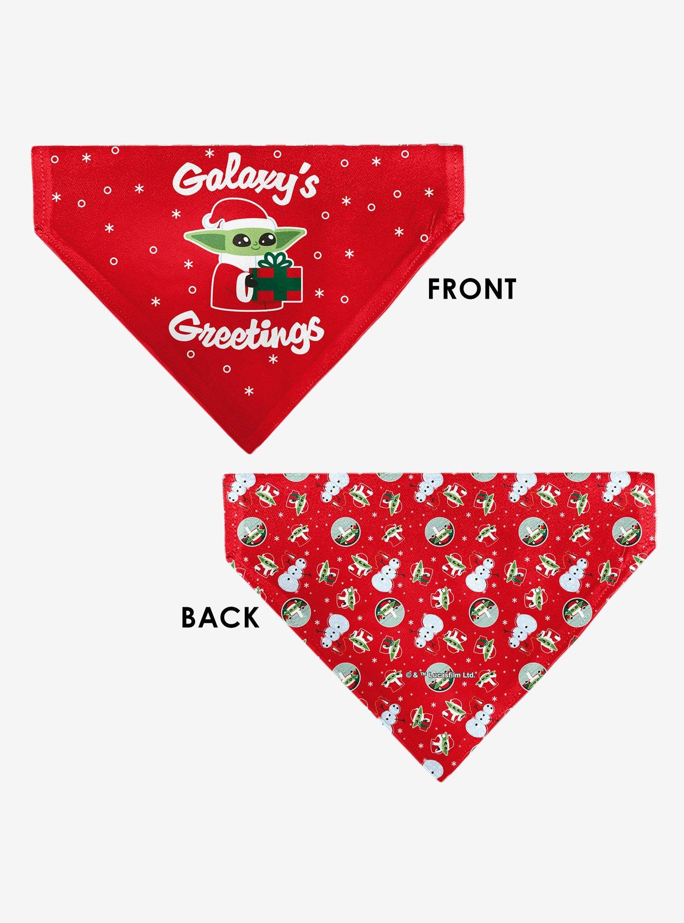 Star Wars Holiday Grogu Baby Yoga Galaxy Greeting Icons Red Slip On Collar Pet Bandana - Bandana Only, , alternate