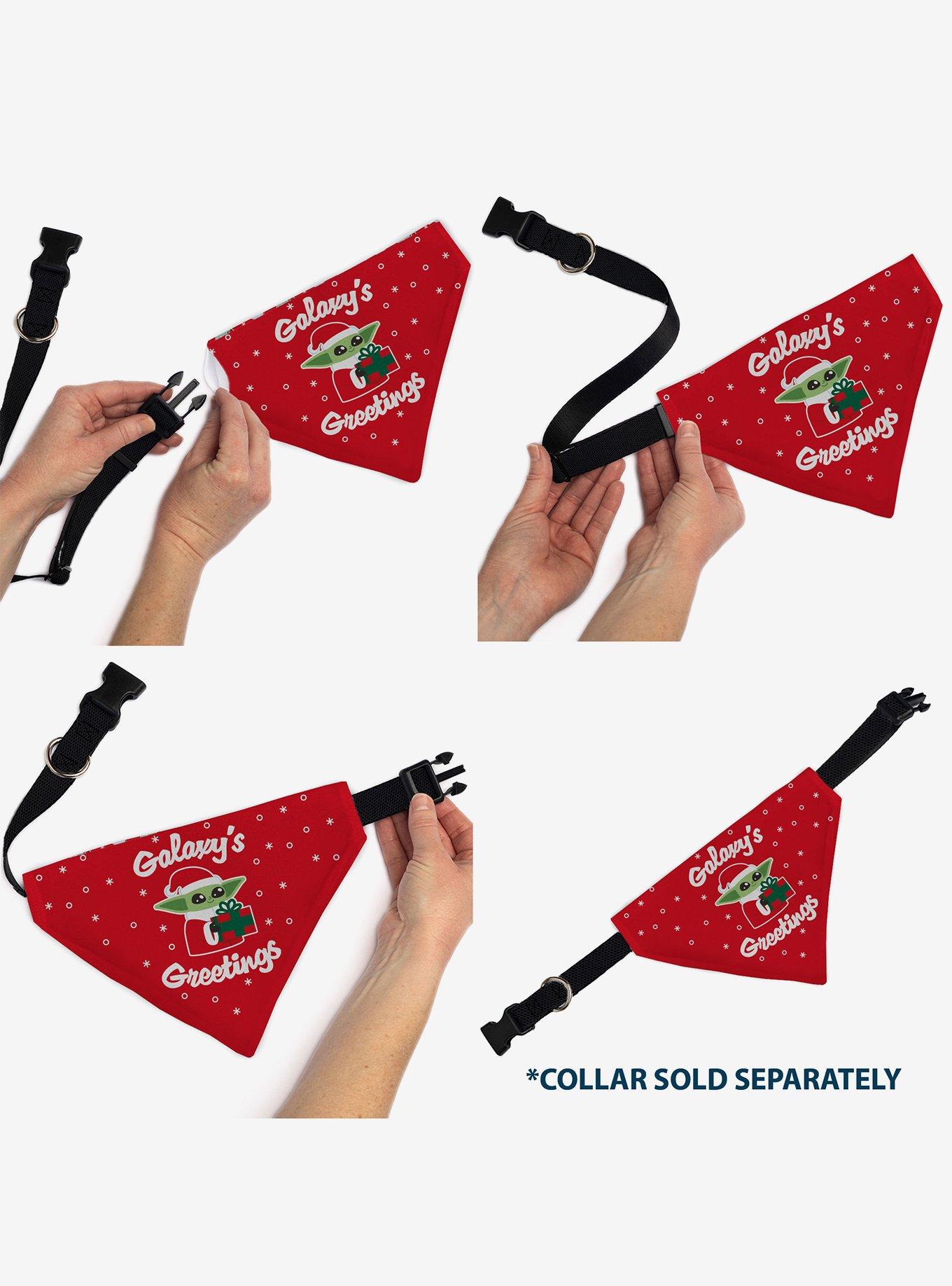 Star Wars Holiday Grogu Baby Yoga Galaxy Greeting Icons Red Slip On Collar Pet Bandana - Bandana Only, , alternate