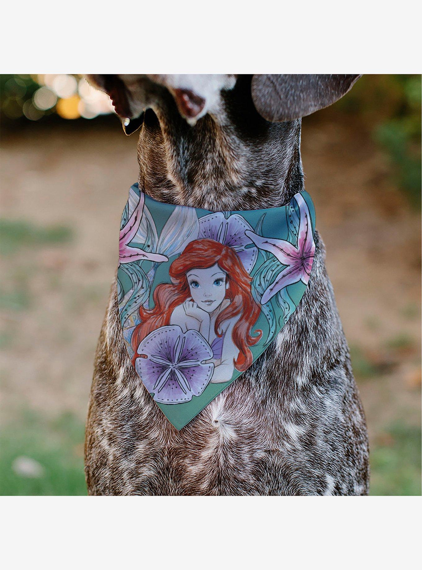Disney The Little Mermaid Ariel Pose and Shells Sketch Slip On Collar Pet Bandana - Bandana Only