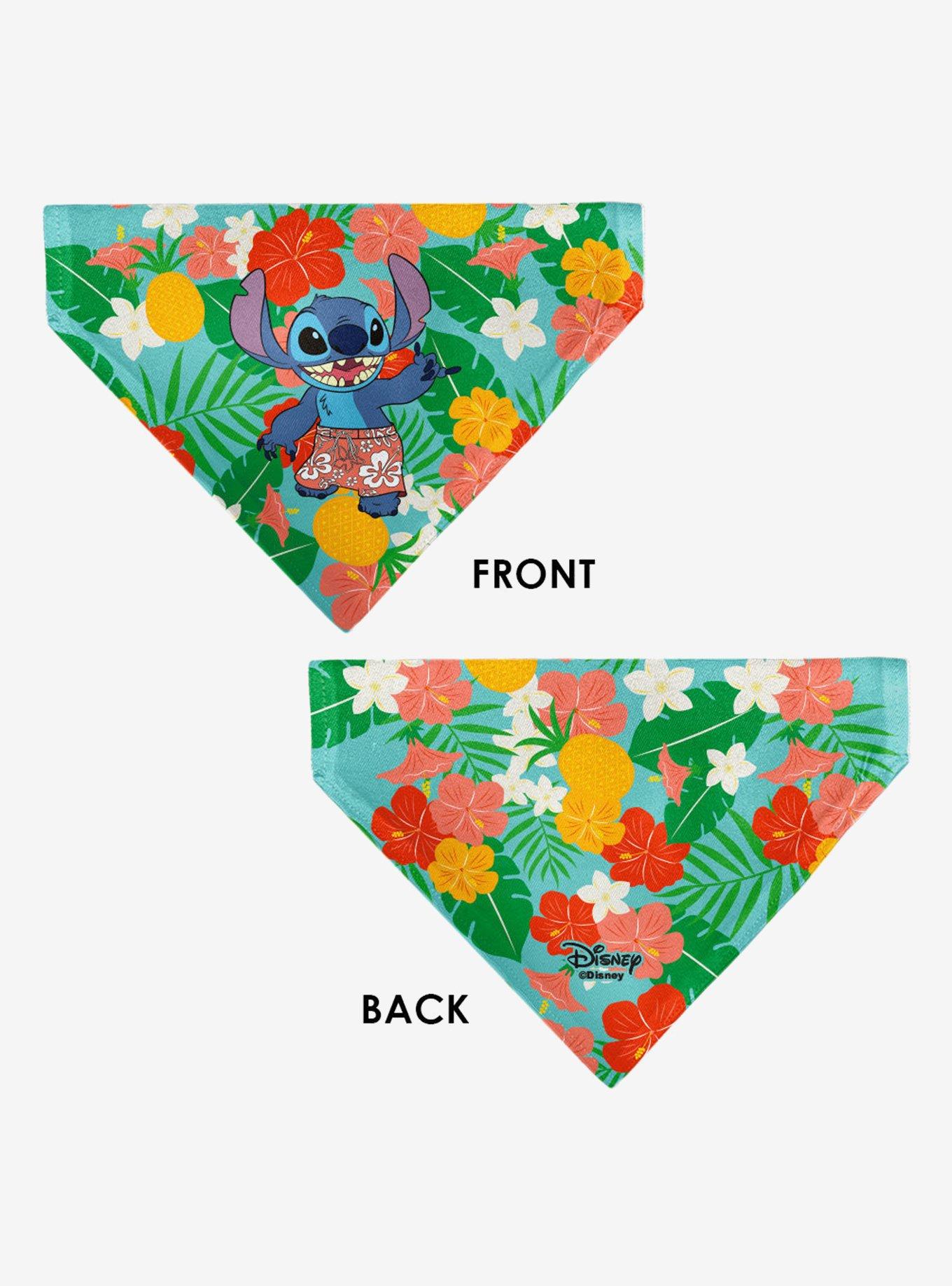 Disney Lilo and Stitch Stitch Hang Loose Pose Floral Collage Slip On Collar Pet Bandana - Bandana Only, , alternate