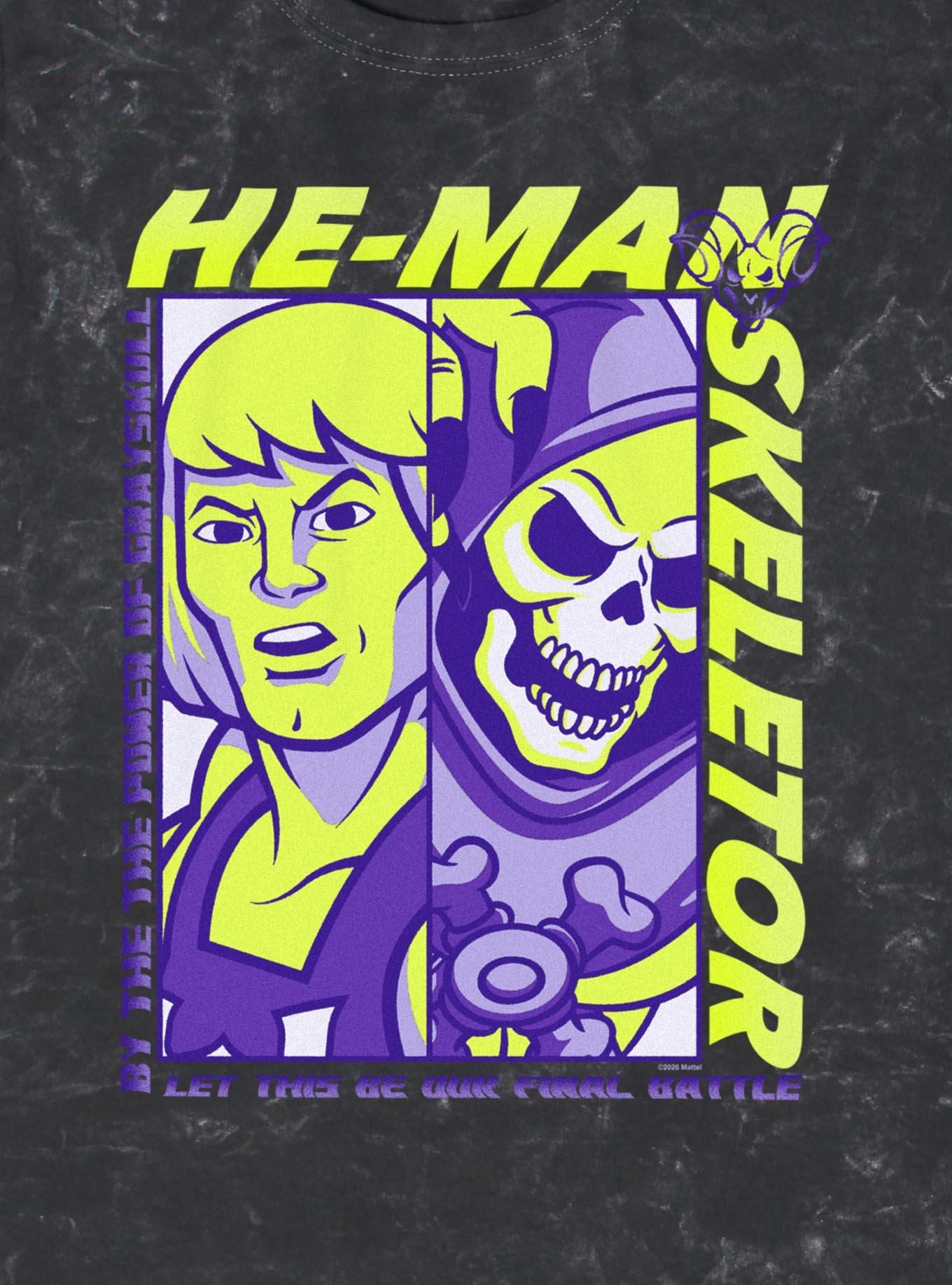 Masters Of The Universe He-Man & Skeletor Split Mineral Wash T-Shirt, , hi-res