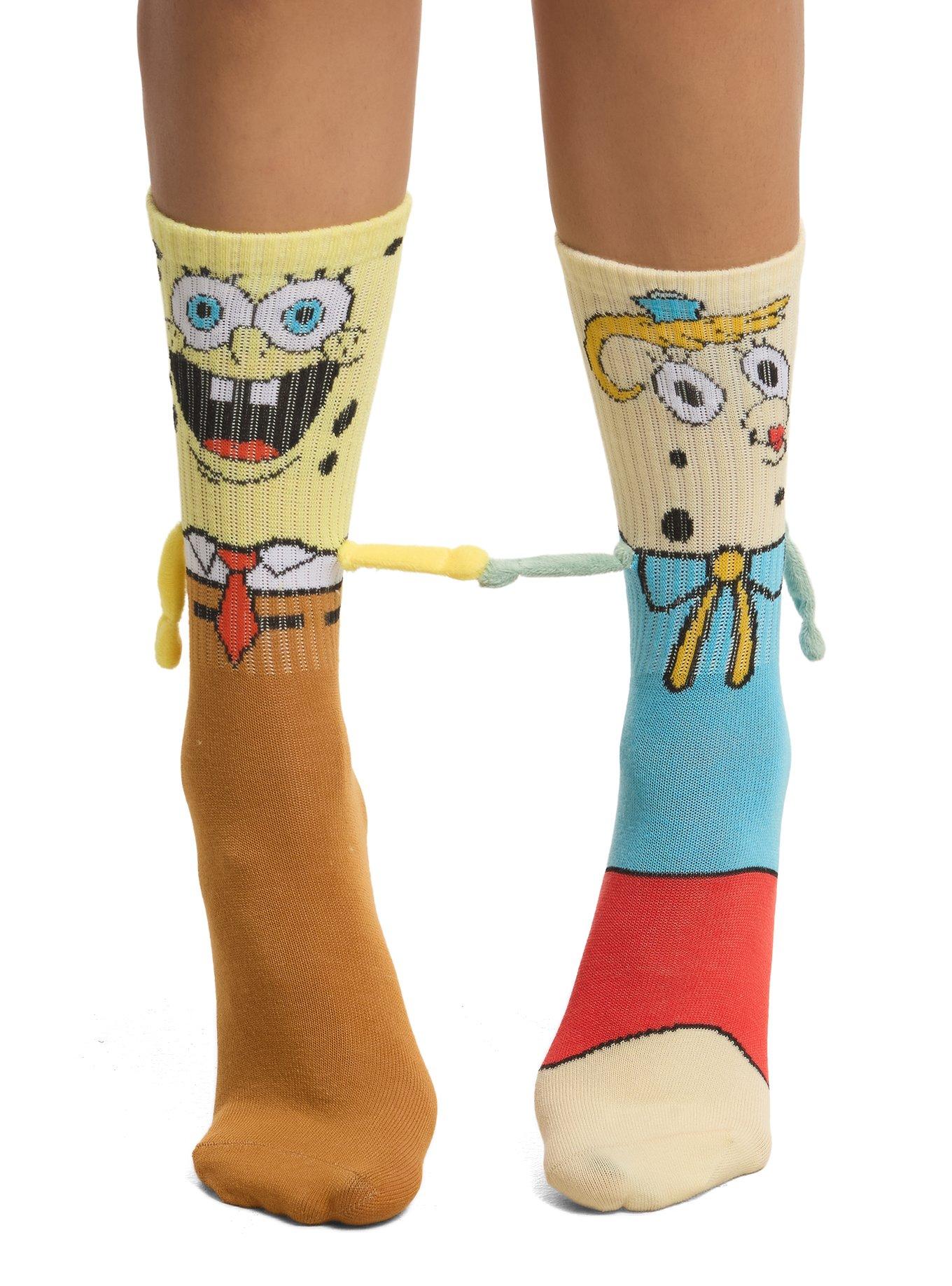SpongeBob SquarePants & Mrs. Puff Magnetic Hands Mismatch Crew Sock, , alternate - view 2