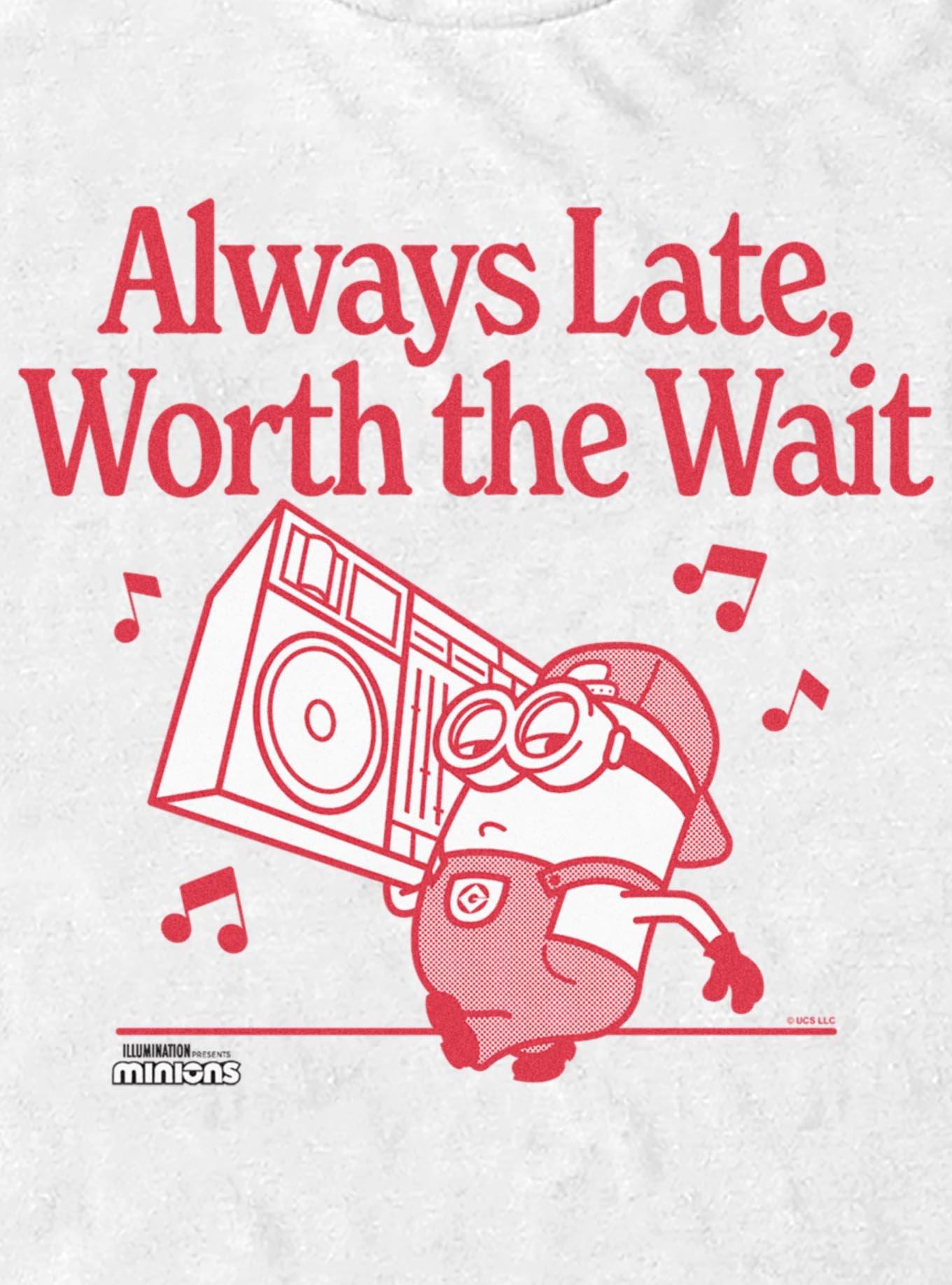Minions Always Late, Worth The Wait Boombox T-Shirt, , hi-res