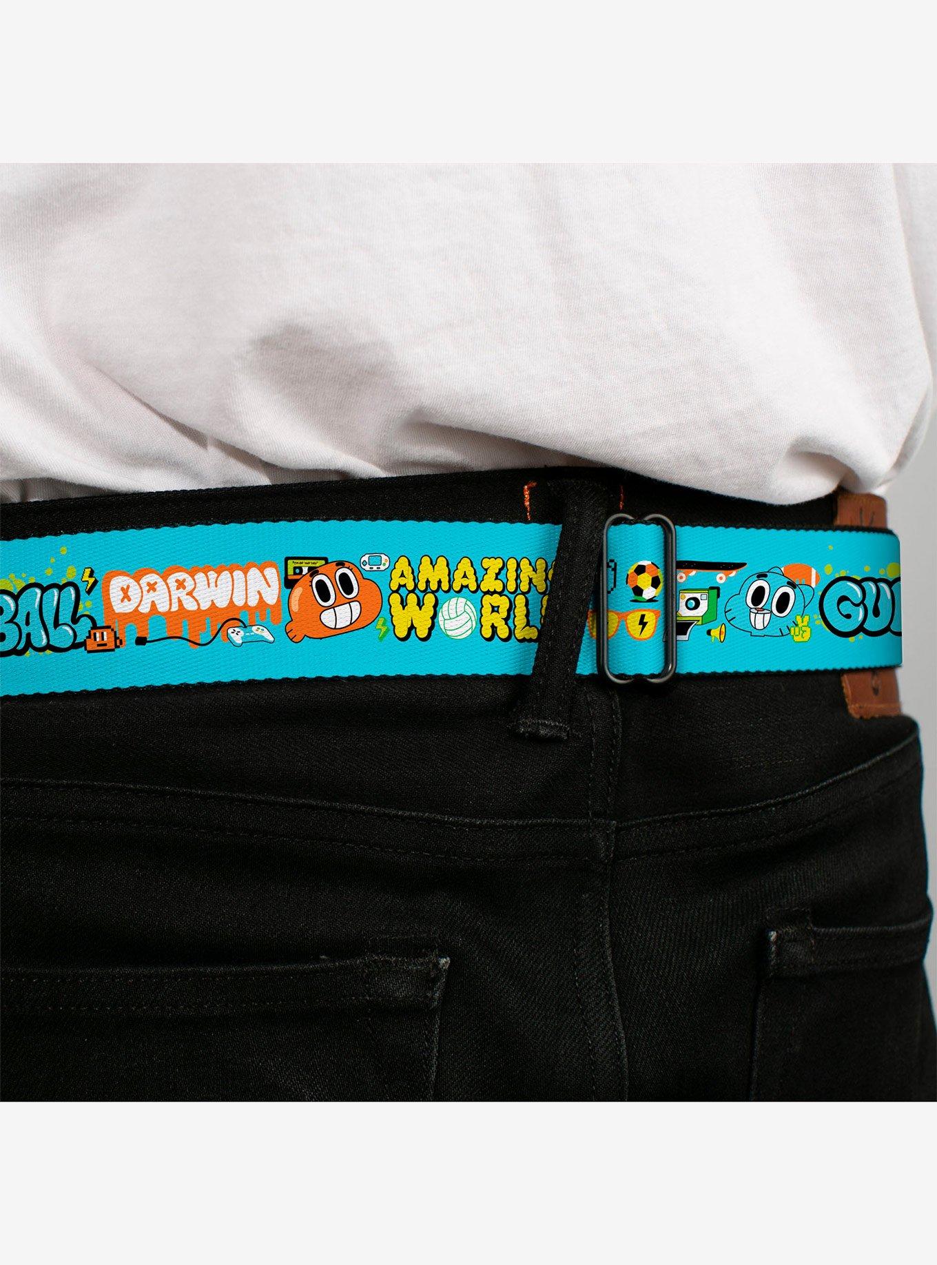 The Amazing World Gumball and Darwin Icons Blue Seatbelt Buckle Belt, BLUE, alternate - view 4
