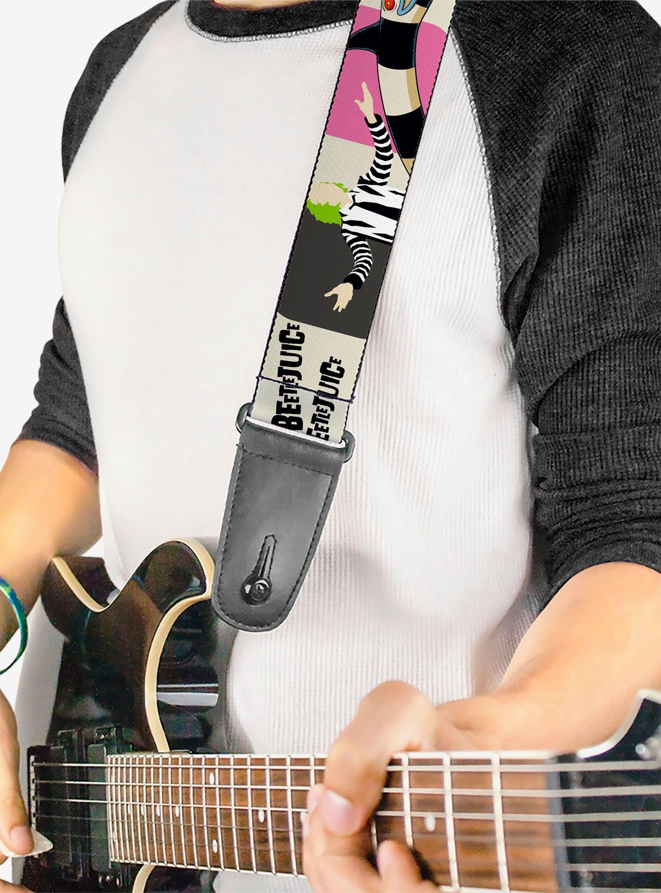 Beetlejuice Pose and Sandworm Stripe White Guitar Strap, , hi-res