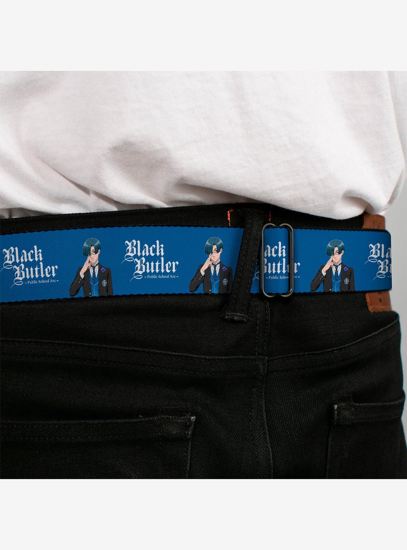 Black Butler Lawrence Bluewer Pose and Title Seatbelt Buckle Belt, BLUE, alternate - view 4