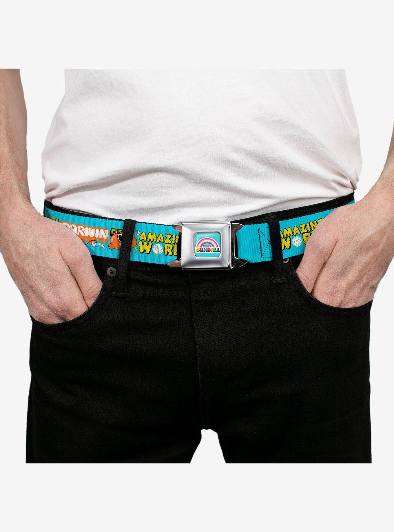 The Amazing World Gumball and Darwin Icons Blue Seatbelt Buckle Belt, BLUE, alternate - view 3