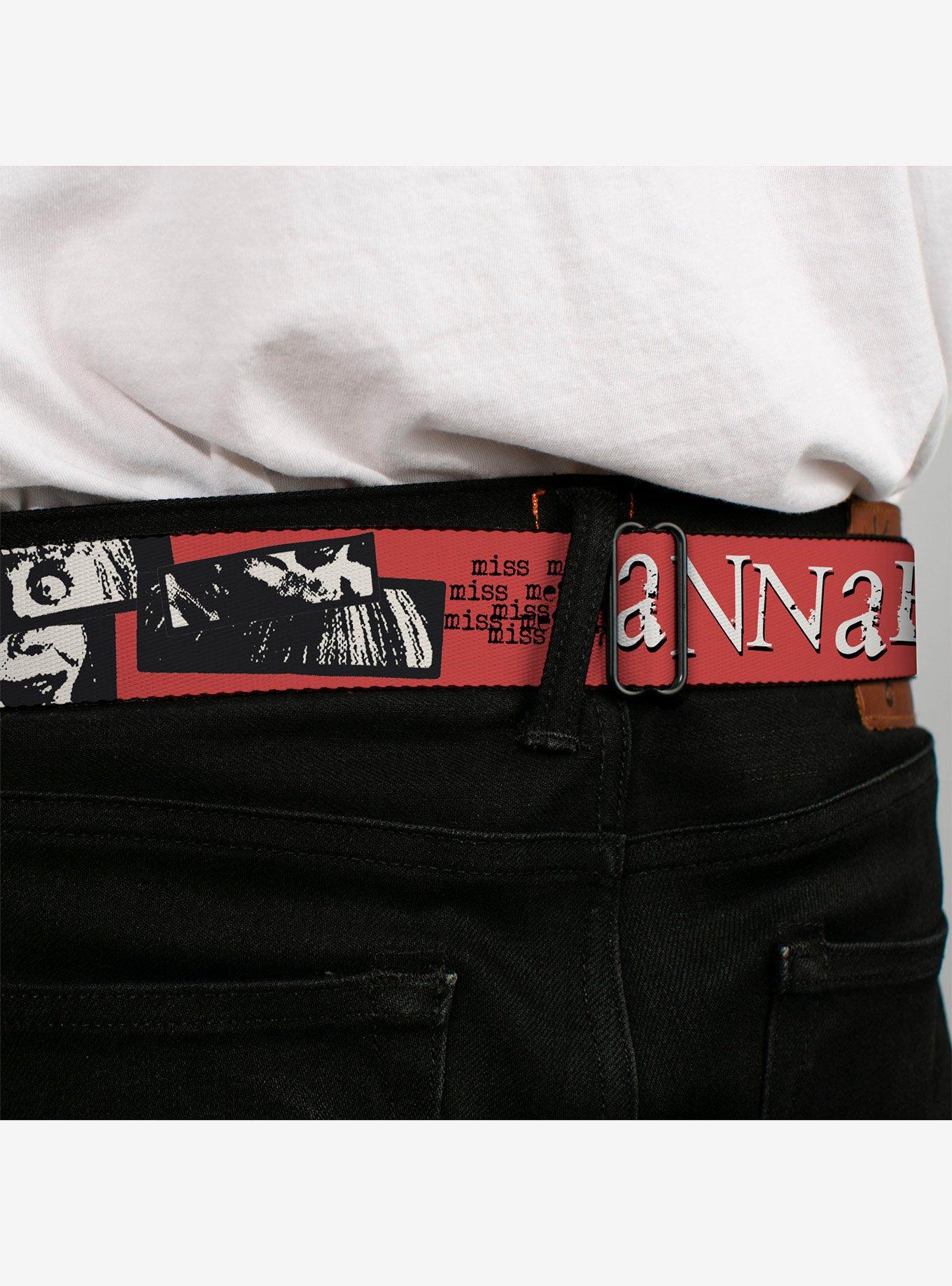 Annabelle Miss Me Eyes and Text Seatbelt Buckle Belt, RED, alternate - view 4