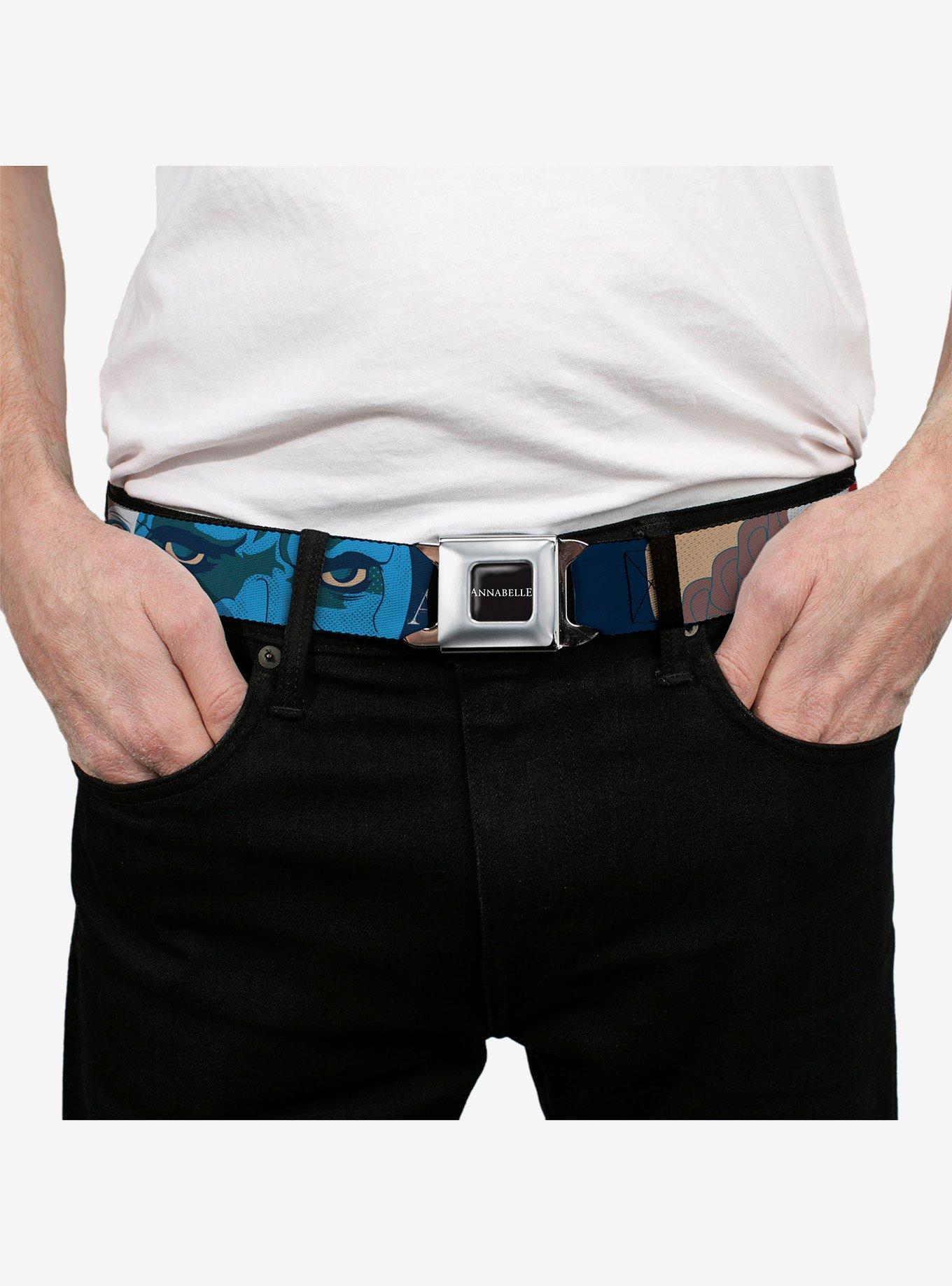 Annabelle Pop Art Scenes and Title Logo Multi Seatbelt Buckle Belt, MULTI, alternate - view 3