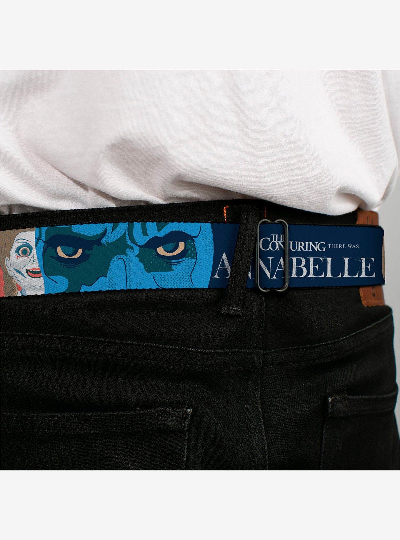 Annabelle Pop Art Scenes and Title Logo Multi Seatbelt Buckle Belt, MULTI, alternate - view 4