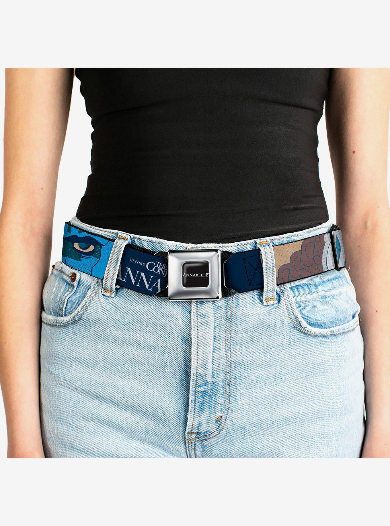 Annabelle Pop Art Scenes and Title Logo Multi Seatbelt Buckle Belt, MULTI, alternate - view 5