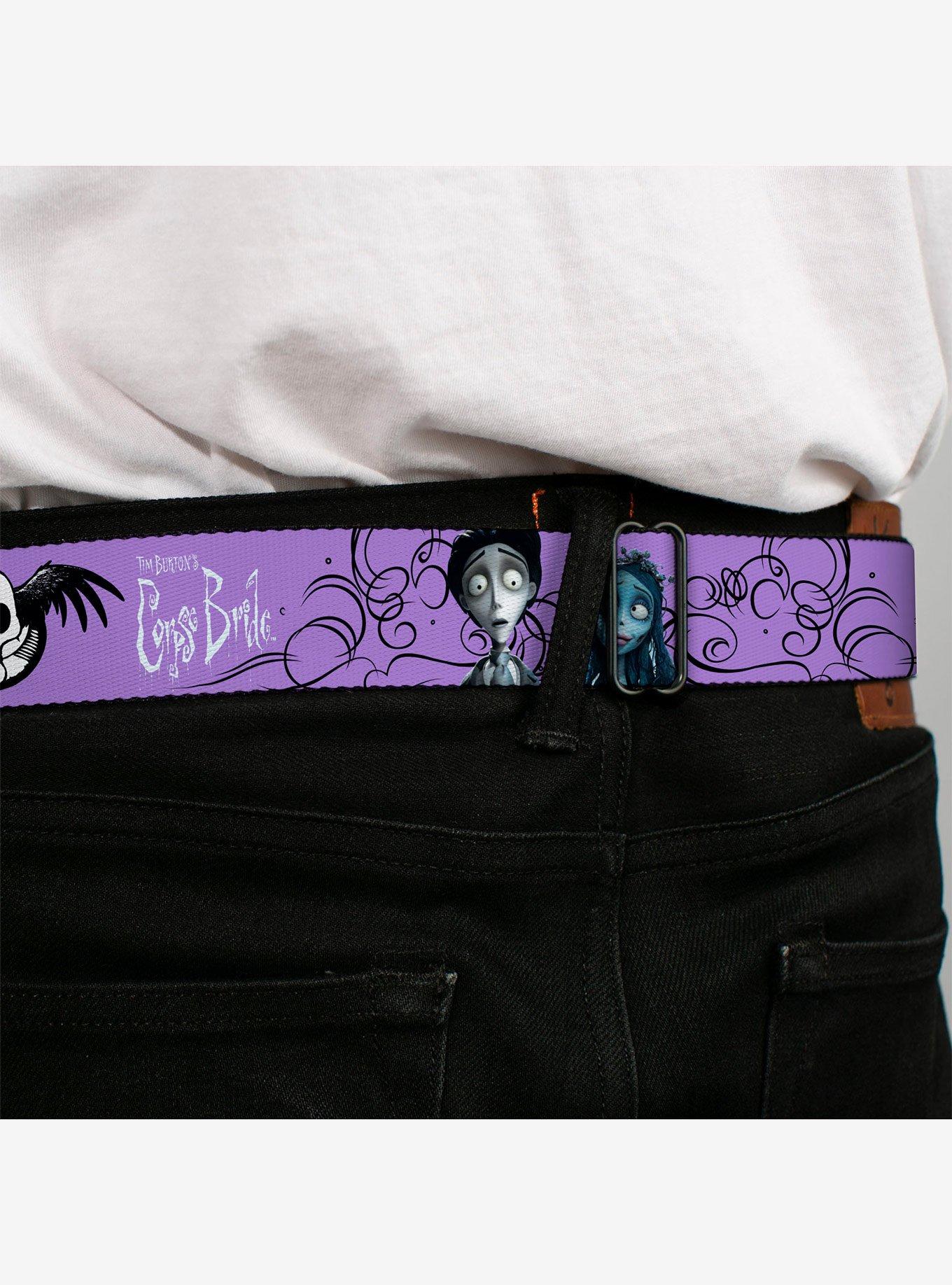 Corpse Bride Victor and Emily Living Marry the Dead Seatbelt Buckle Belt, PINK, alternate - view 4