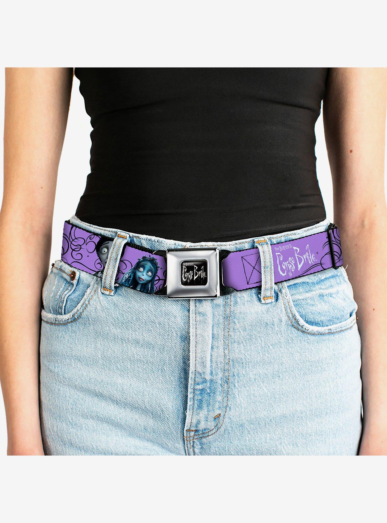 Corpse Bride Victor and Emily Living Marry the Dead Seatbelt Buckle Belt, PINK, alternate - view 5