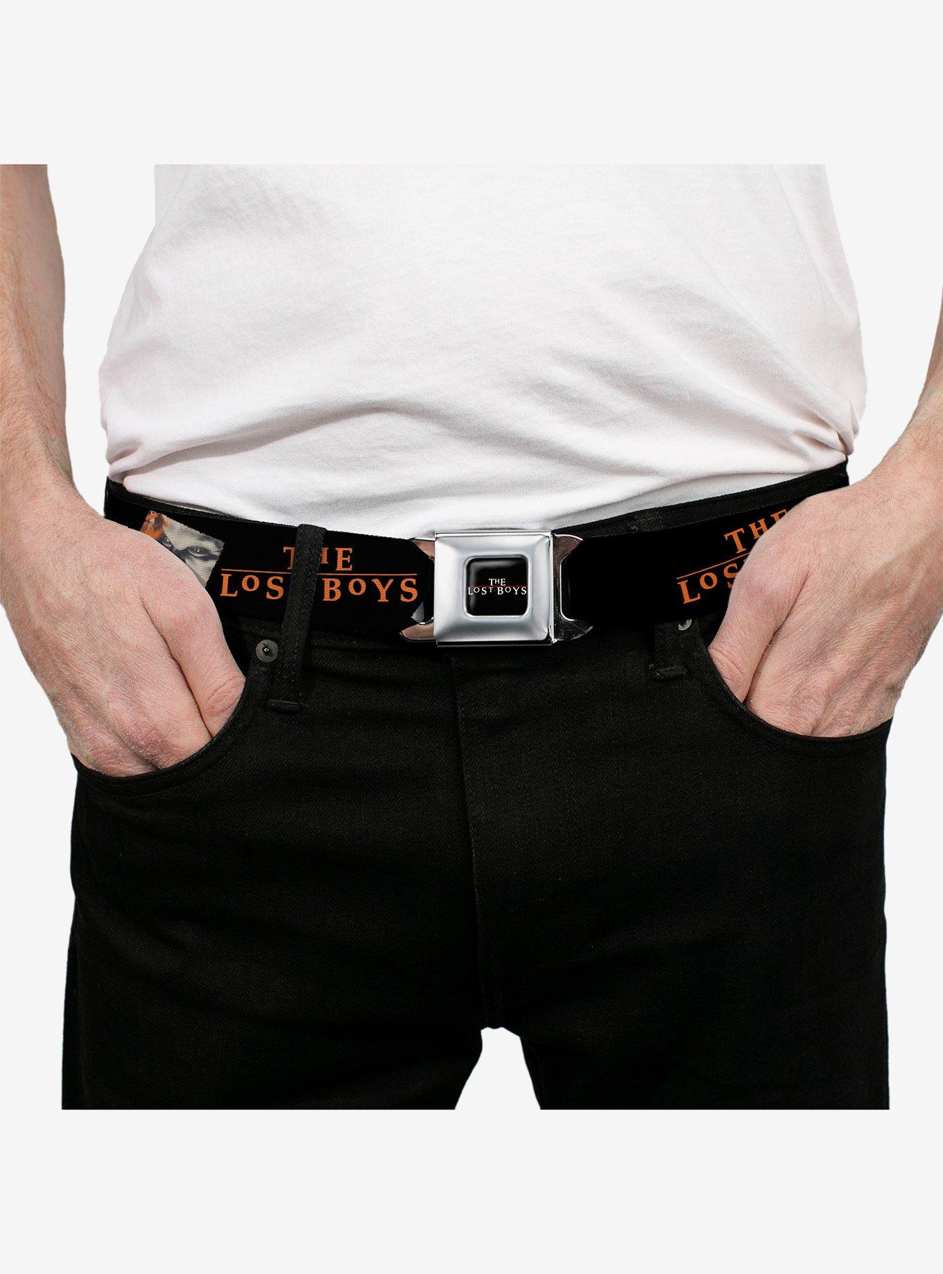 The Lost Boys David Pose Stacked and Title Logo Seatbelt Buckle Belt, RED, alternate - view 3