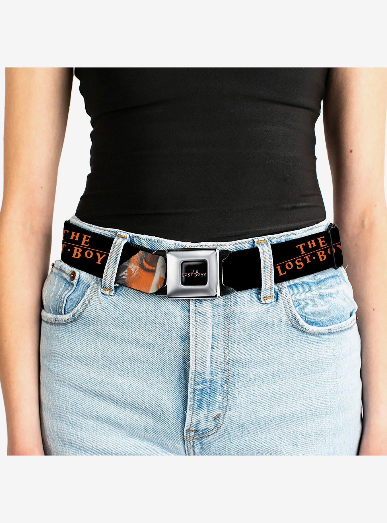 The Lost Boys David Pose Stacked and Title Logo Seatbelt Buckle Belt, RED, alternate - view 5