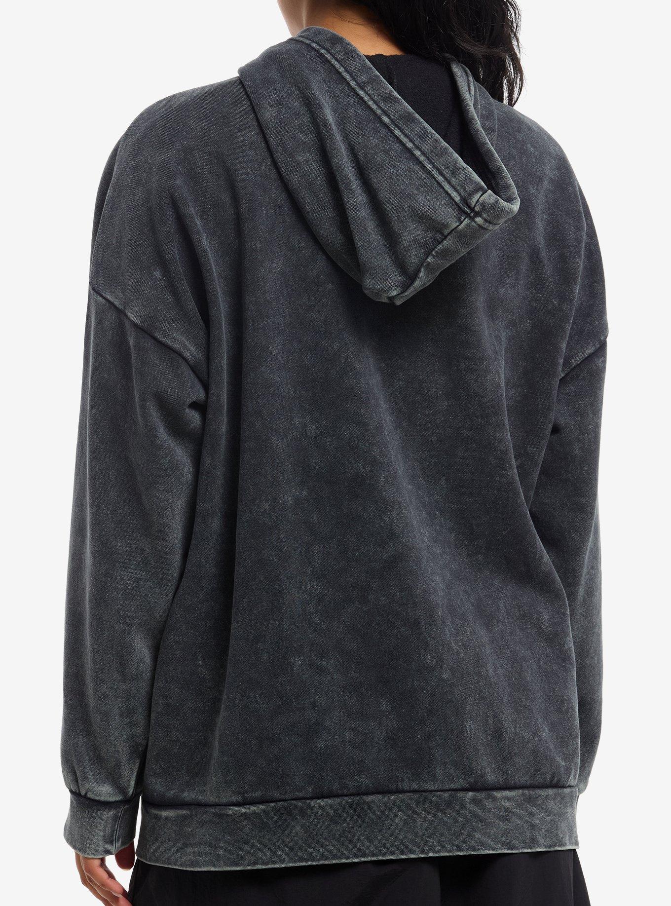 Fourth Wing Dragons Mineral Wash Hoodie, CHARCOAL  BLACK, alternate - view 2