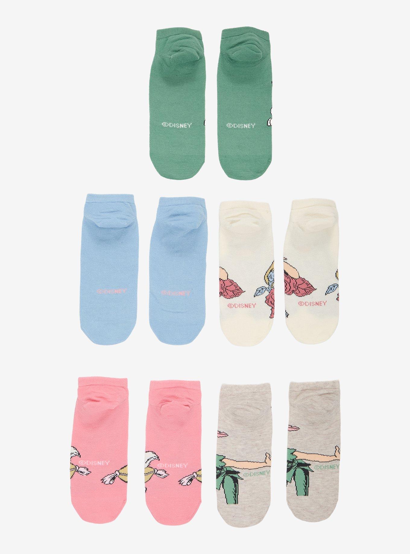 Disney Classic Character Face No-Show Socks 5 Pair, , alternate - view 2