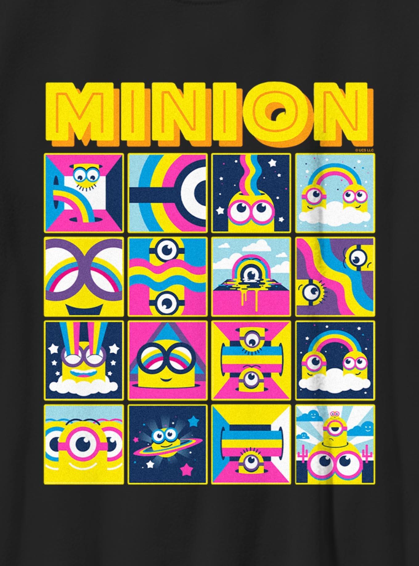 Minions Retro Groovy Character Box Up Youth T-Shirt