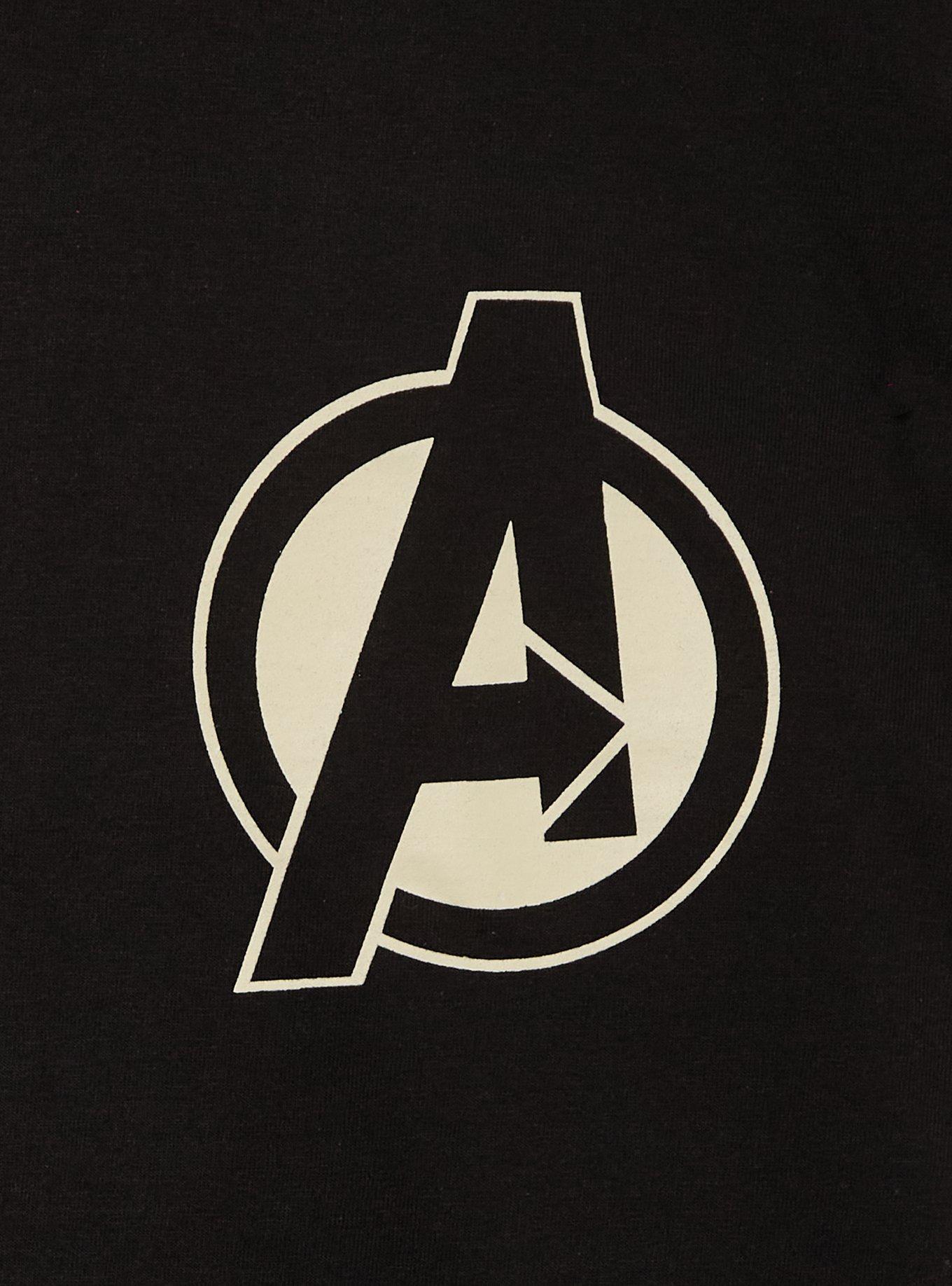 Marvel The Avengers Team Logos T-Shirt - BoxLunch Exclusive, BLACK, alternate - view 3