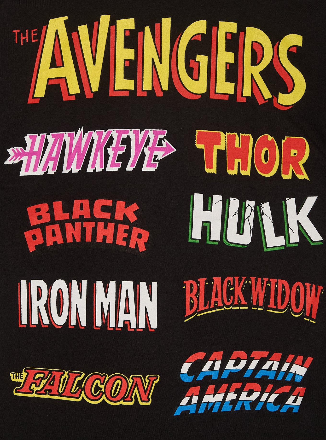 Marvel The Avengers Team Logos T-Shirt - BoxLunch Exclusive, BLACK, alternate - view 4