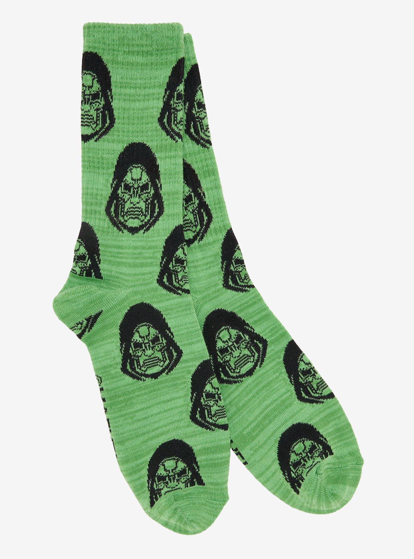 Marvel Avengers: Doomsday Doctor Doom Mask Allover Print Crew Socks - BoxLunch Exclusive, , alternate - view 2