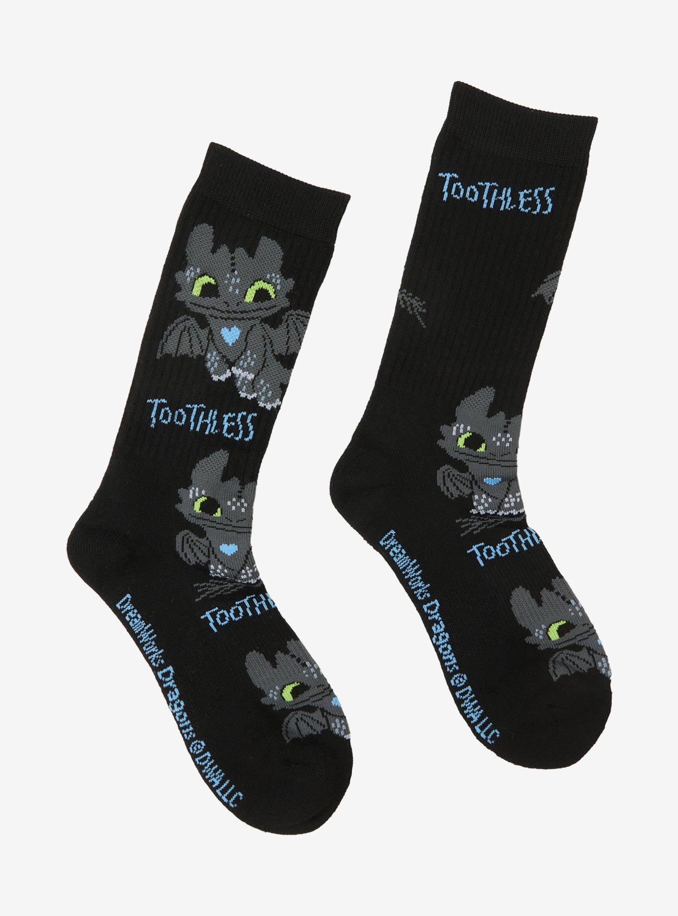DreamWorks How To Train Your Dragon Toothless Allover Print Crew Socks - BoxLunch Exclusive