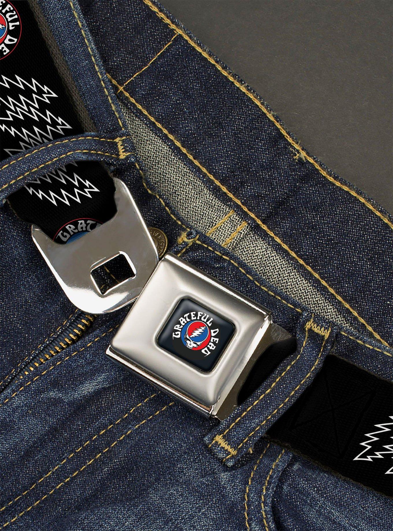 Grateful Dead Steal Your Face and Bolts Black White Seatbelt Buckle Belt, , hi-res