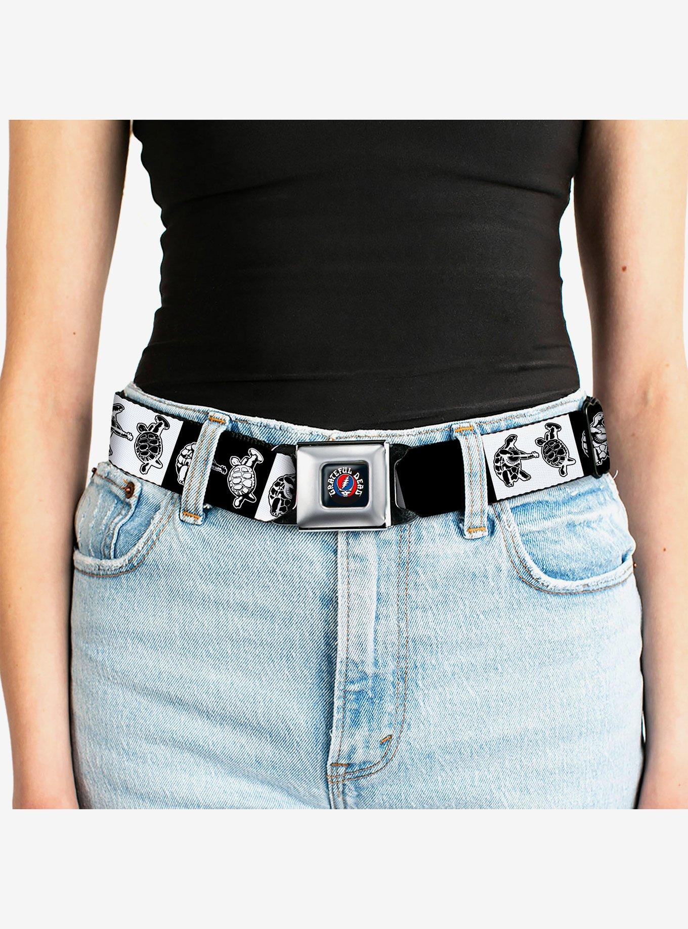 Grateful Dead Dancing Terrapin Blocks Black White Seatbelt Buckle Belt, BLACK, alternate - view 5