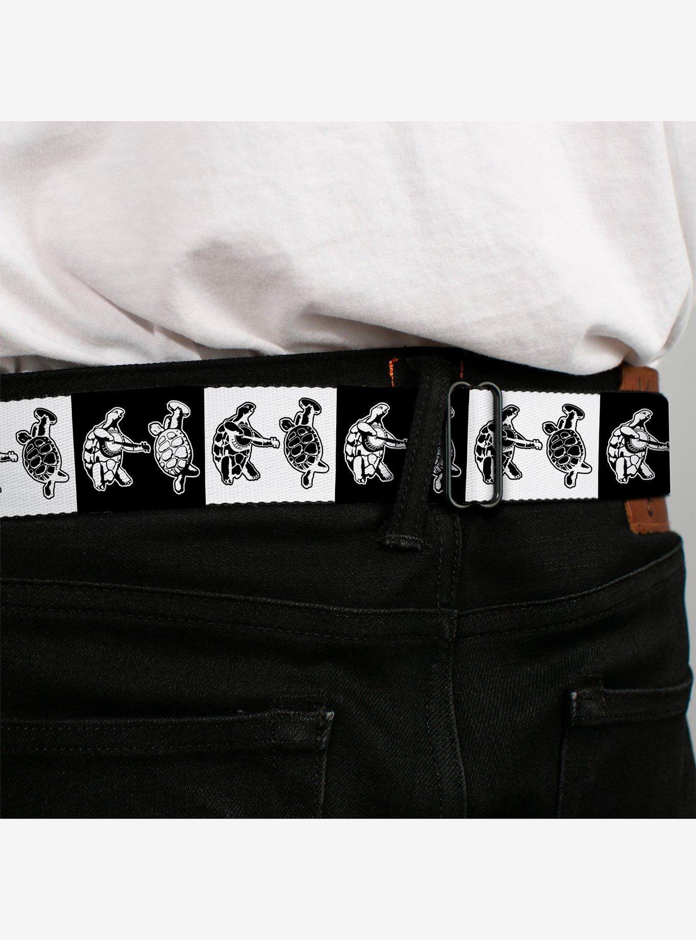 Grateful Dead Dancing Terrapin Blocks Black White Seatbelt Buckle Belt, BLACK, alternate - view 4