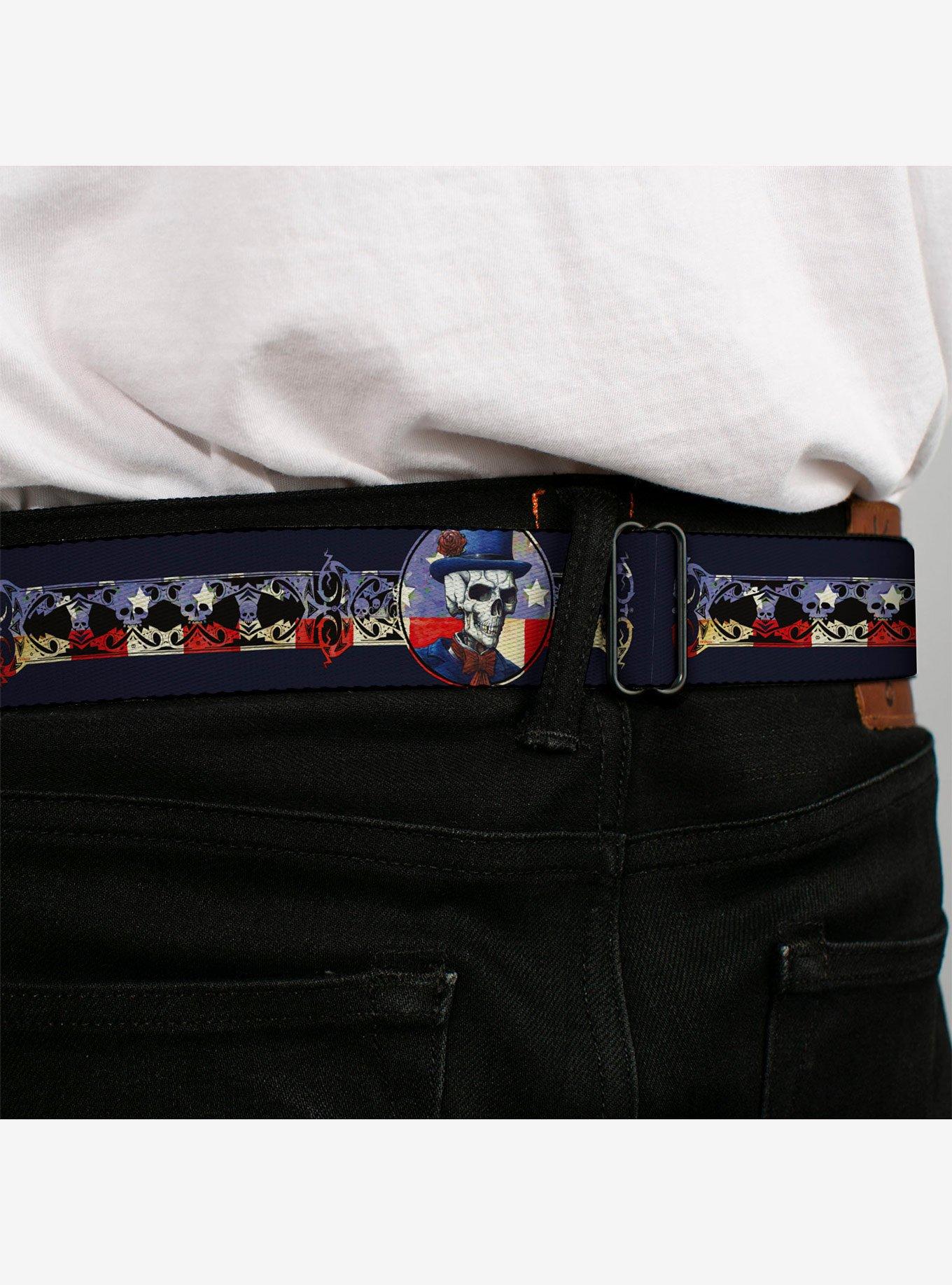 Grateful Dead Dave's Picks Skeleton Americana Bonus Art Seatbelt Buckle Belt, MULTI, alternate - view 4