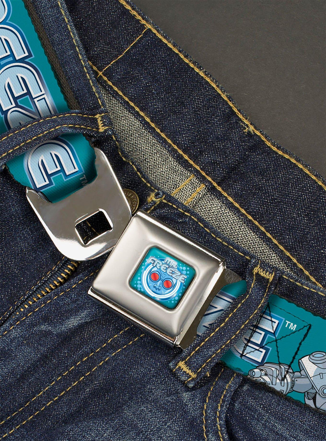 DC Comics Batman Villain Mr Freeze Poses and Title Logo Youth Seatbelt Buckle Belt, , hi-res