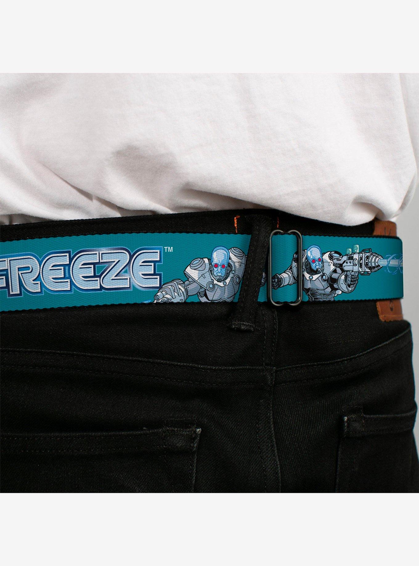 DC Comics Batman Villain Mr Freeze Poses and Title Logo Youth Seatbelt Buckle Belt, , alternate - view 4