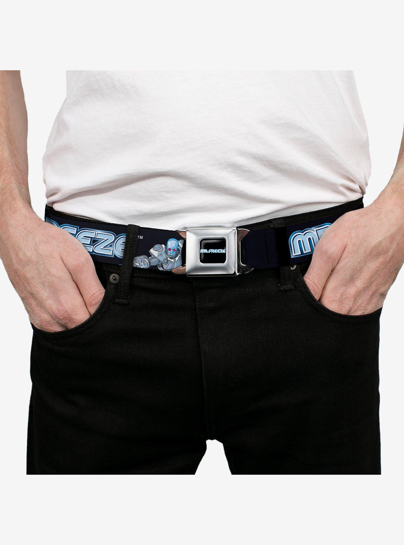 DC Comics Batman Villain Mr Freeze Poses and Title Youth Seatbelt Buckle Belt, , alternate - view 3