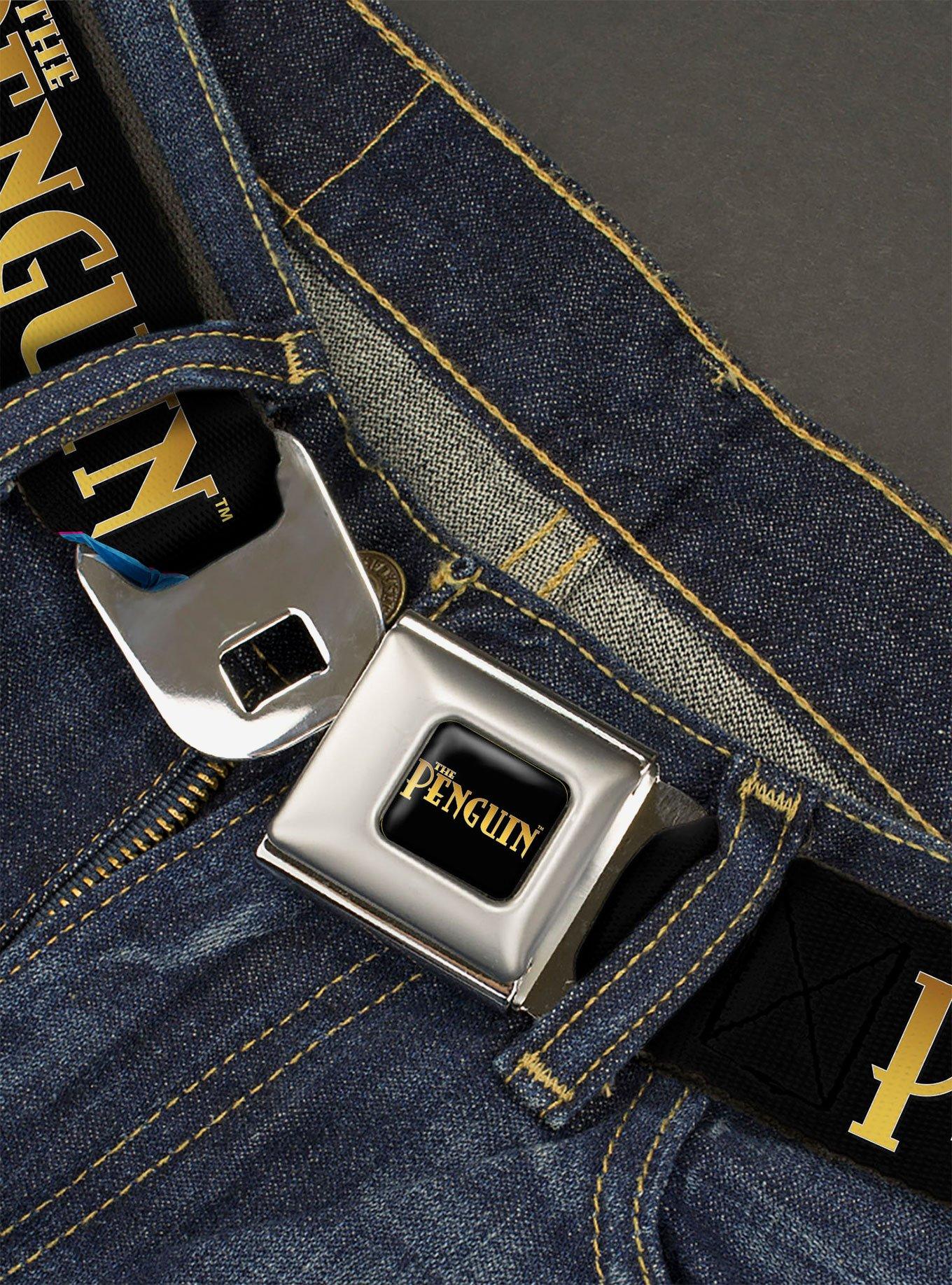 DC Comics Batman Villain the Penguin Poses and Title Logo Youth Seatbelt Buckle Belt, , hi-res